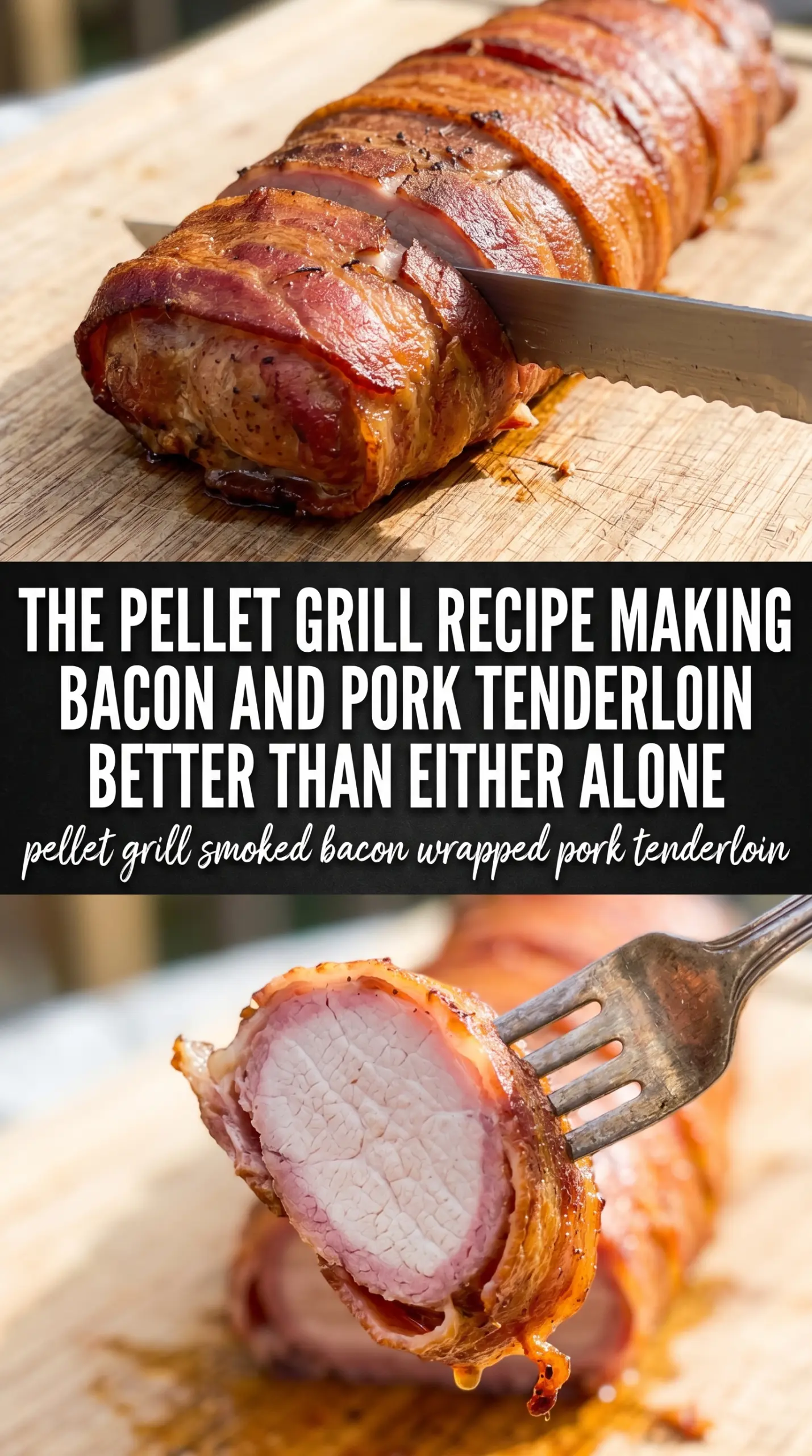 Pellet Grill Smoked Bacon Wrapped Pork Tenderloin smoky crispy bacon
