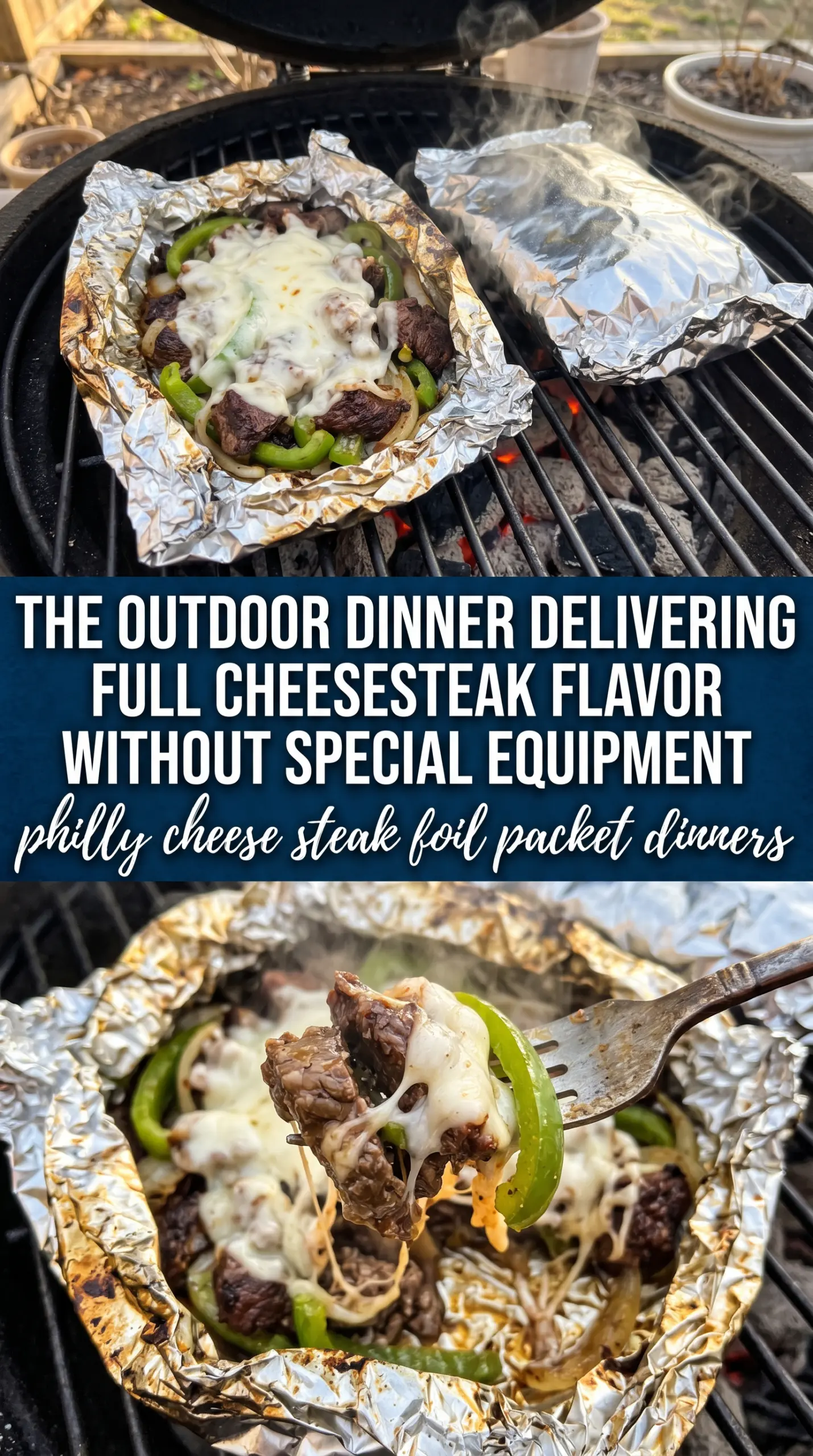 Philly Cheese Steak Foil Packet Dinners melty steak peppers onions