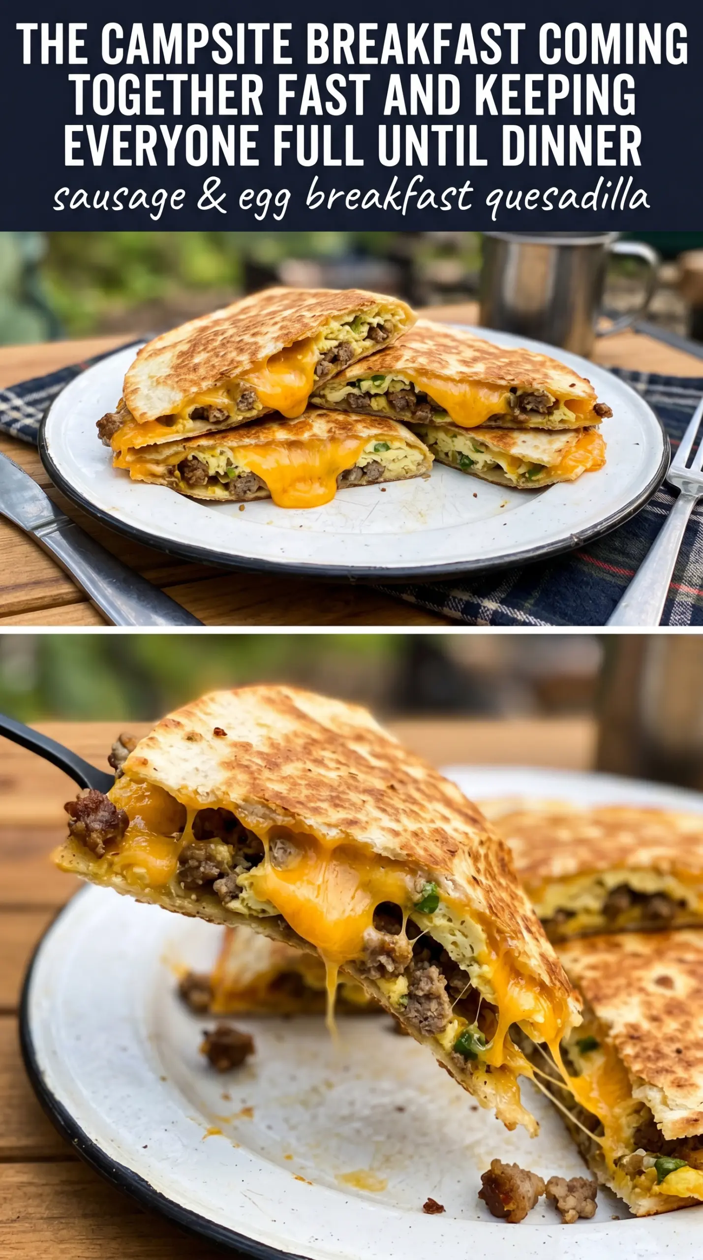 Sausage & Egg Breakfast Quesadilla golden cheesy