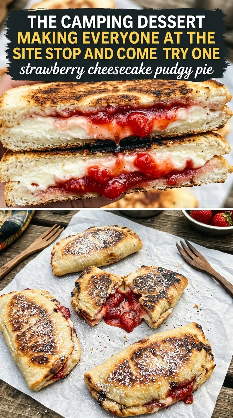 strawberry cheesecake pudgy pie cooked tender