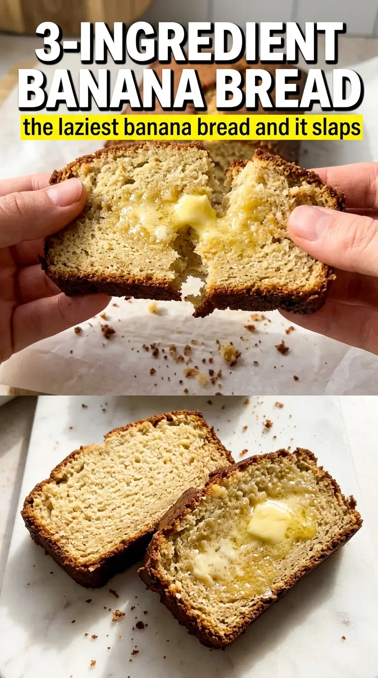 3-ingredient banana bread golden tender crumb