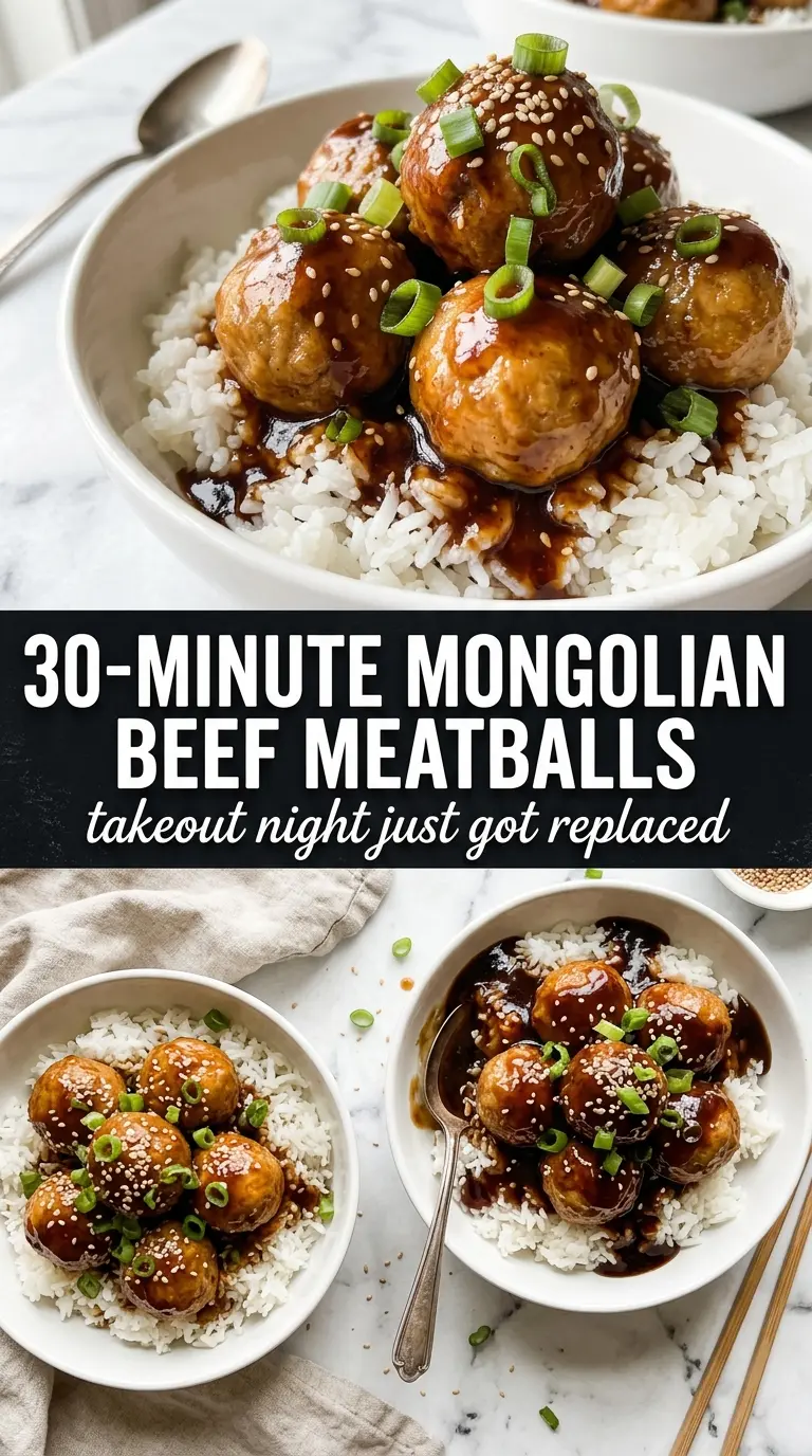 30-Minute Mongolian Beef Meatballs sticky glazed