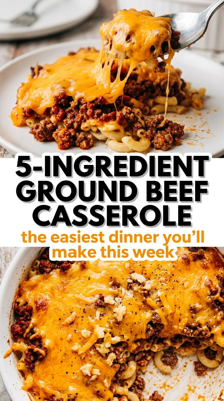 5-Ingredient Ground Beef Casserole cheesy beef and rice