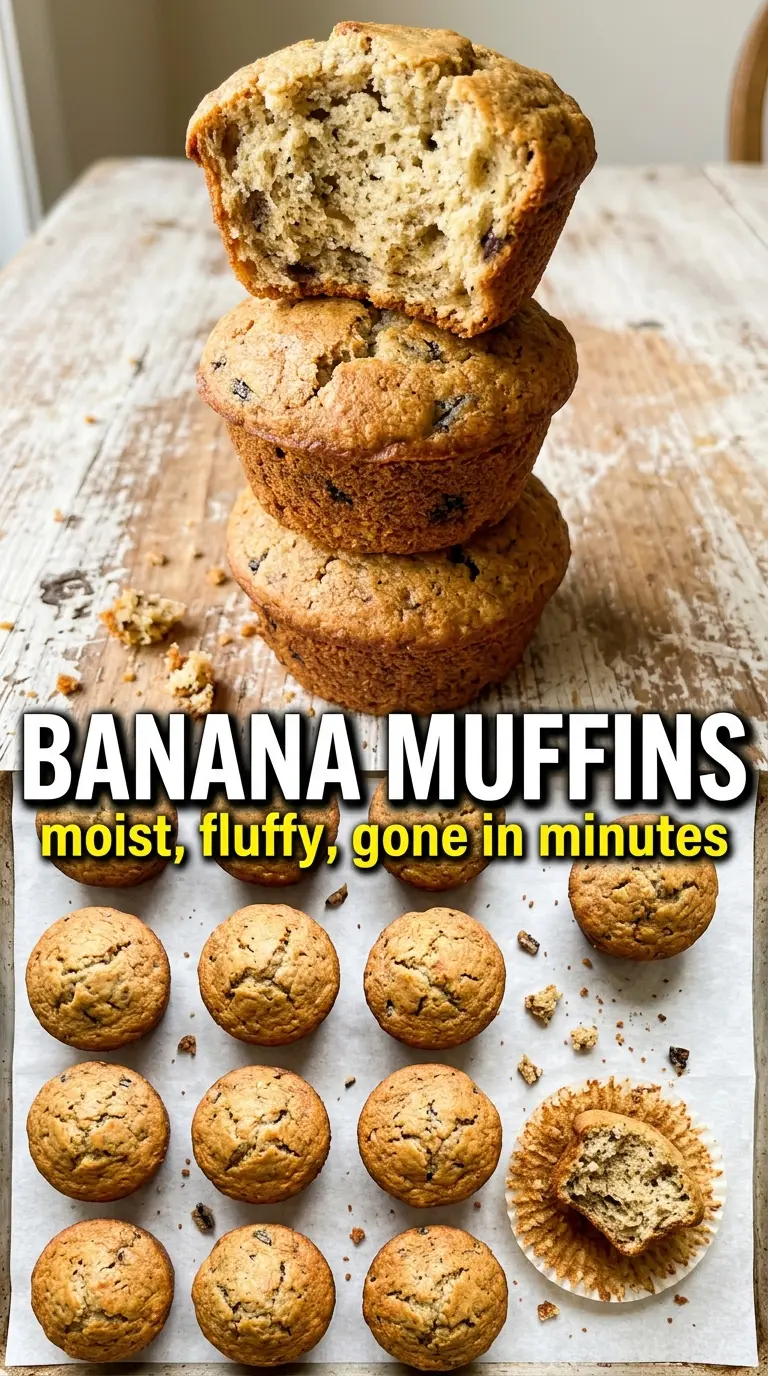 Banana muffins tall domed moist crumb