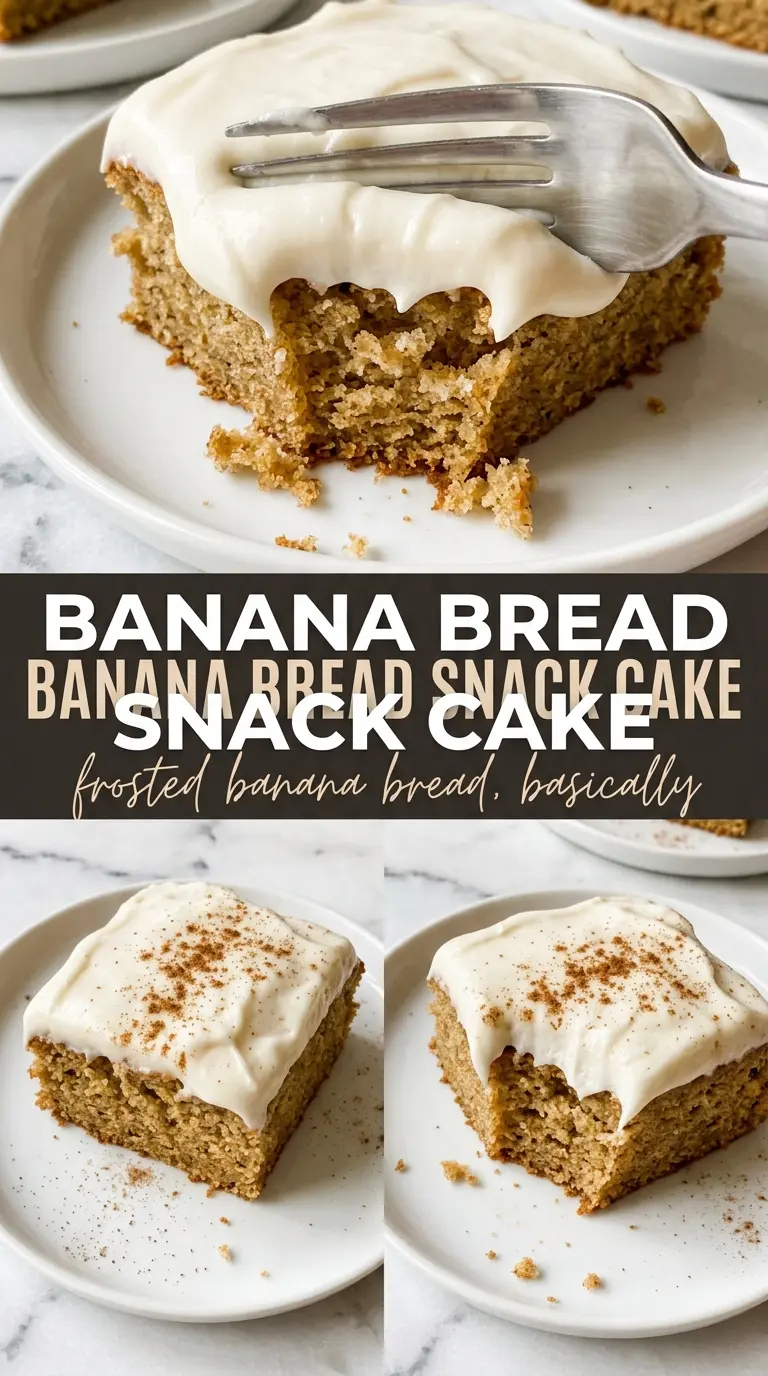 Banana Bread Snack Cake moist crumb brown butter frosting