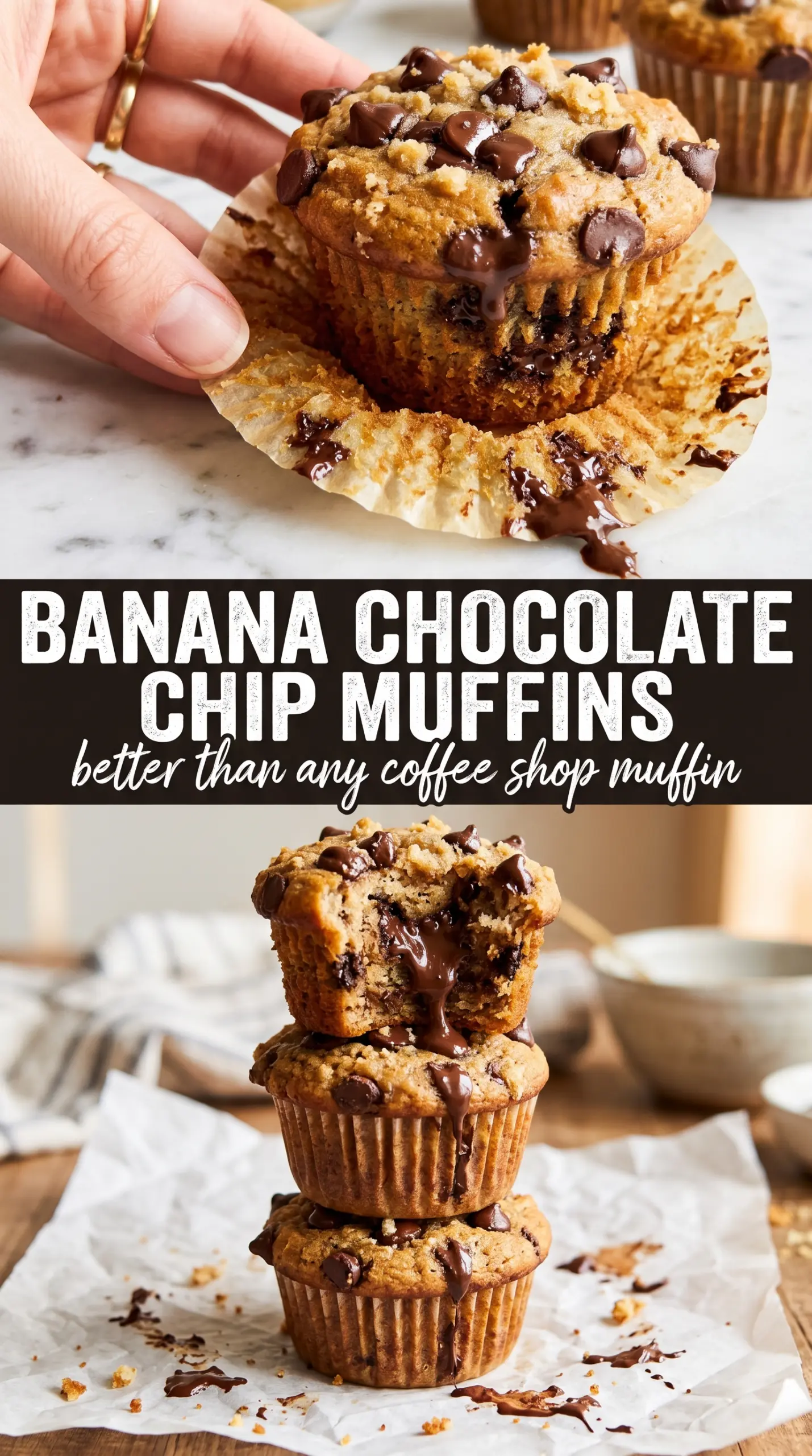 Banana Chocolate Chip Muffins moist bakery-style