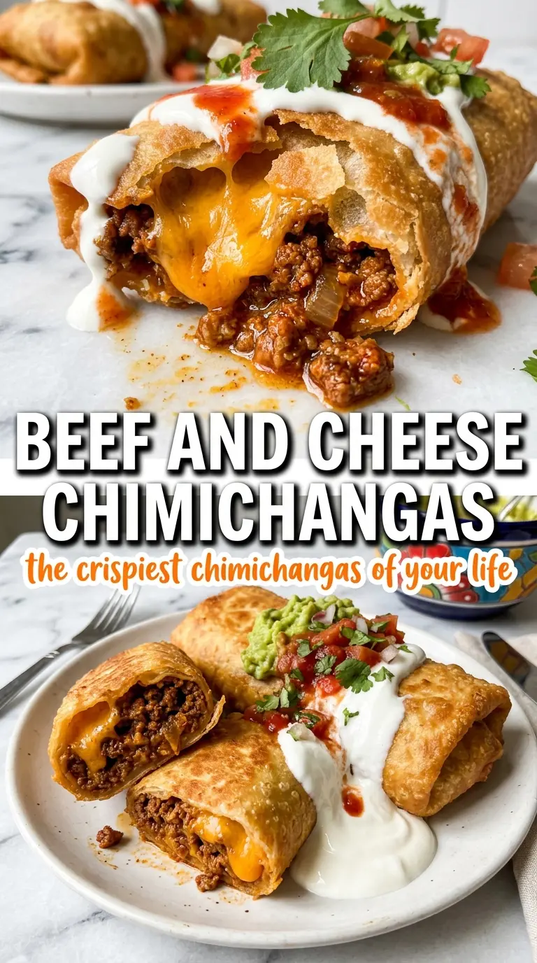 Beef and Cheese Chimichangas crispy cheesy Tex-Mex