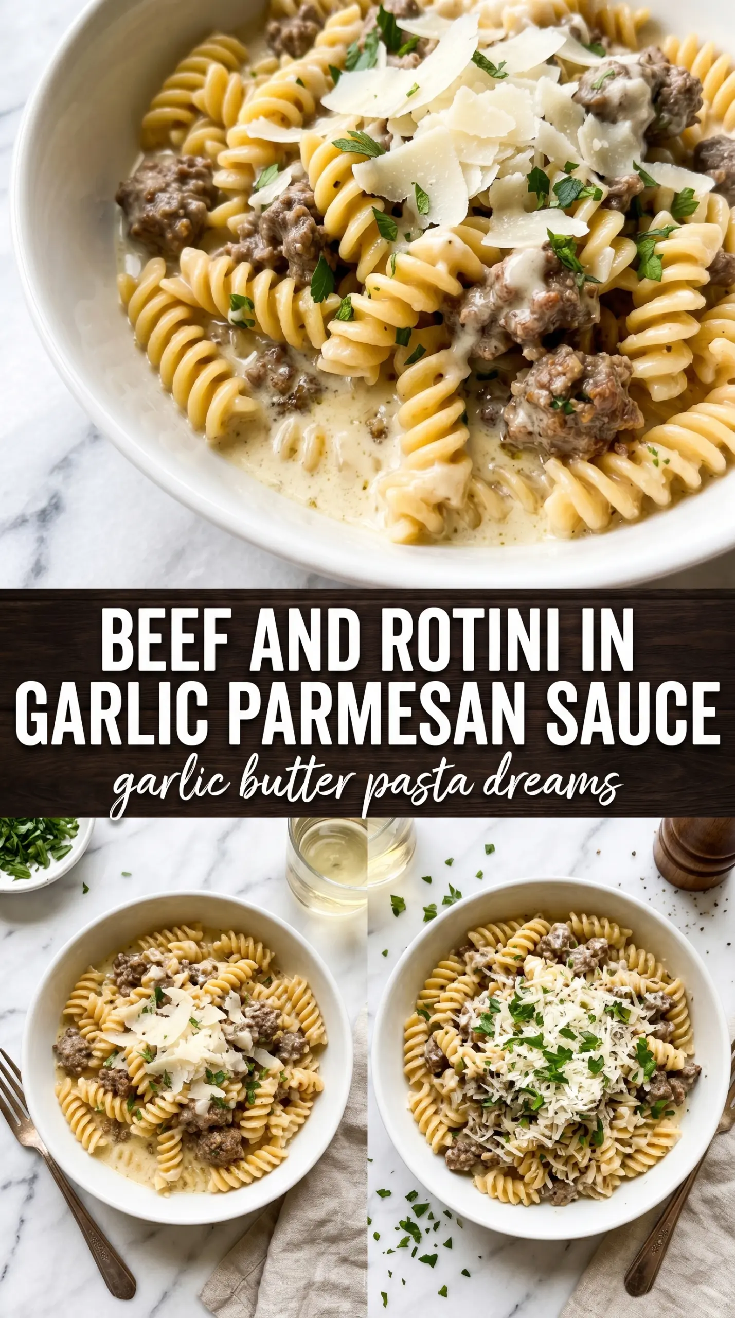 Beef and Rotini in Garlic Parmesan Sauce creamy pasta beef