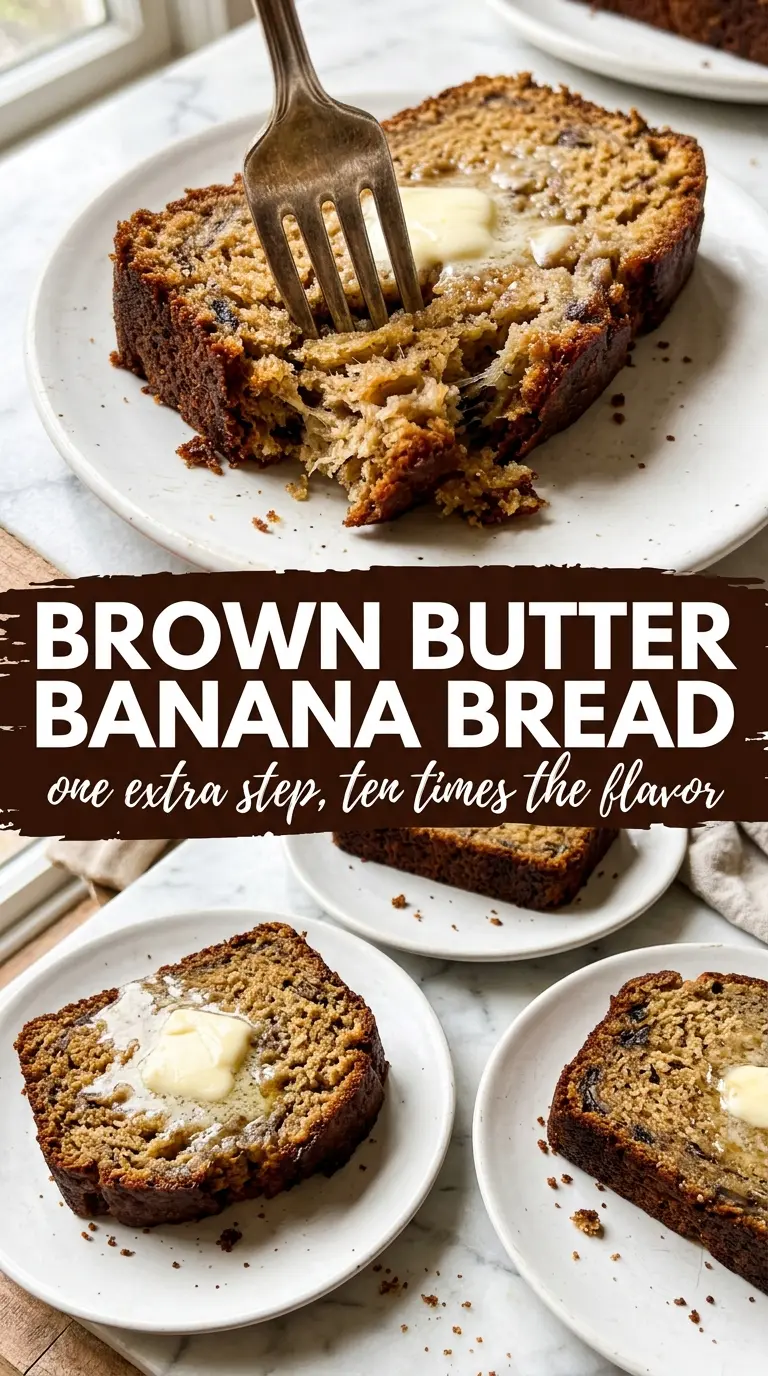Brown butter banana bread nutty crumb golden crust