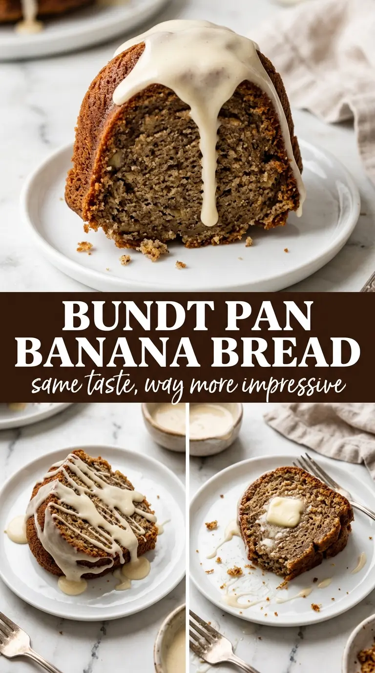 Bundt Pan Banana Bread golden glazed moist