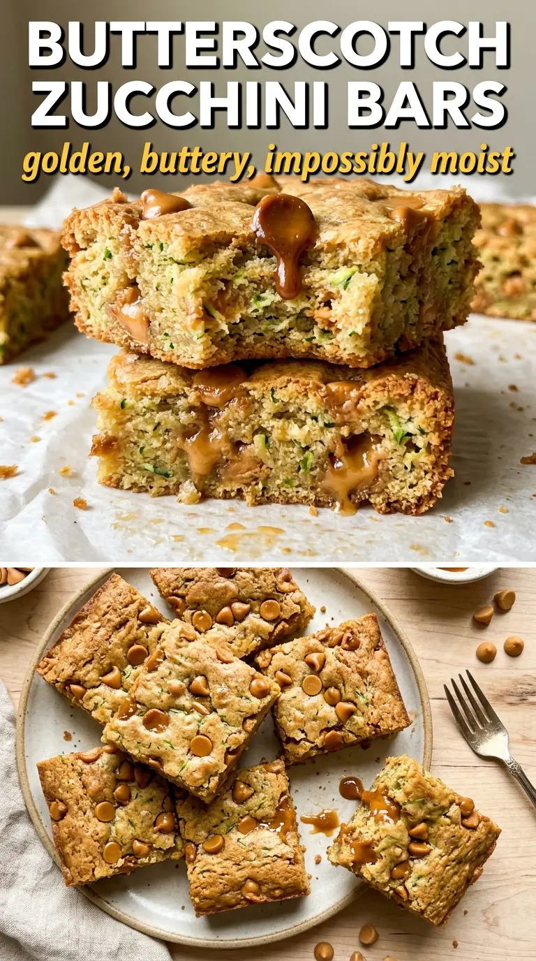 Butterscotch Zucchini Bars gooey golden caramel