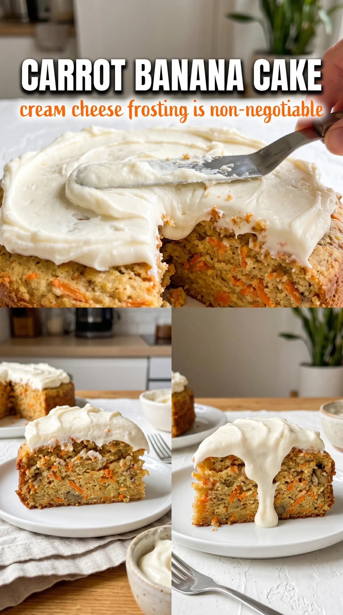 Carrot banana cake moist spiced frosted
