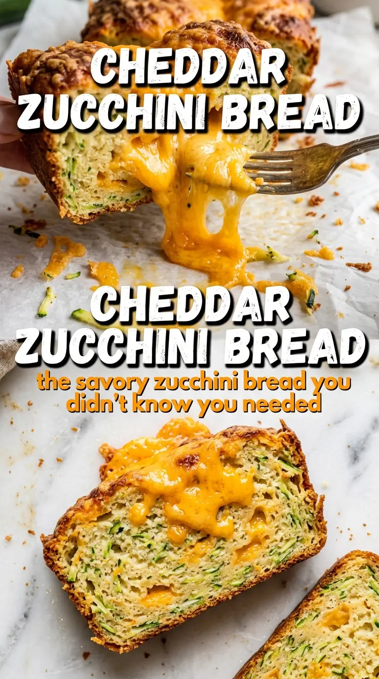 Cheddar Zucchini Bread with cheesy crust, tender crumb, savory loaf