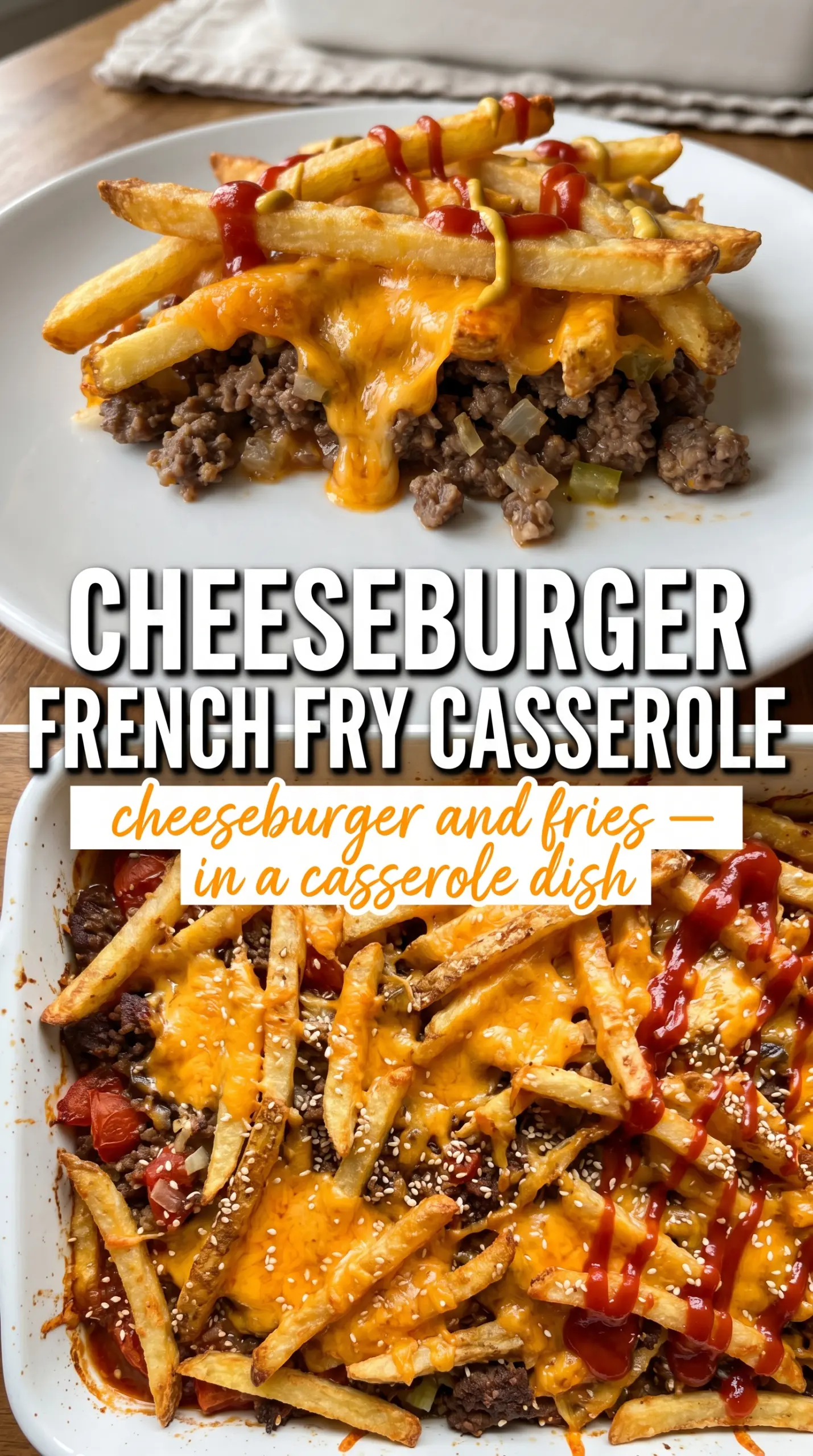 Cheeseburger French Fry Casserole crispy cheesy golden