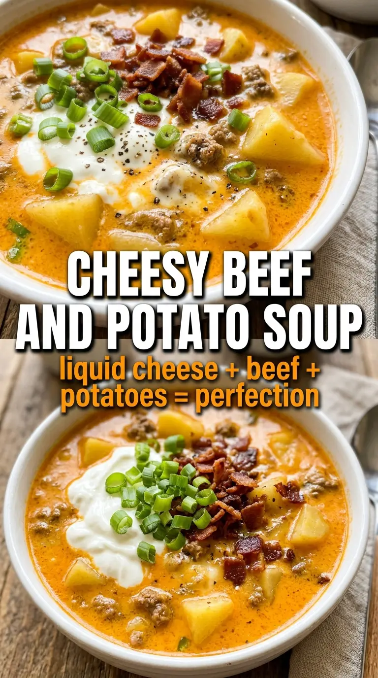 Cheesy Beef and Potato Soup creamy hearty