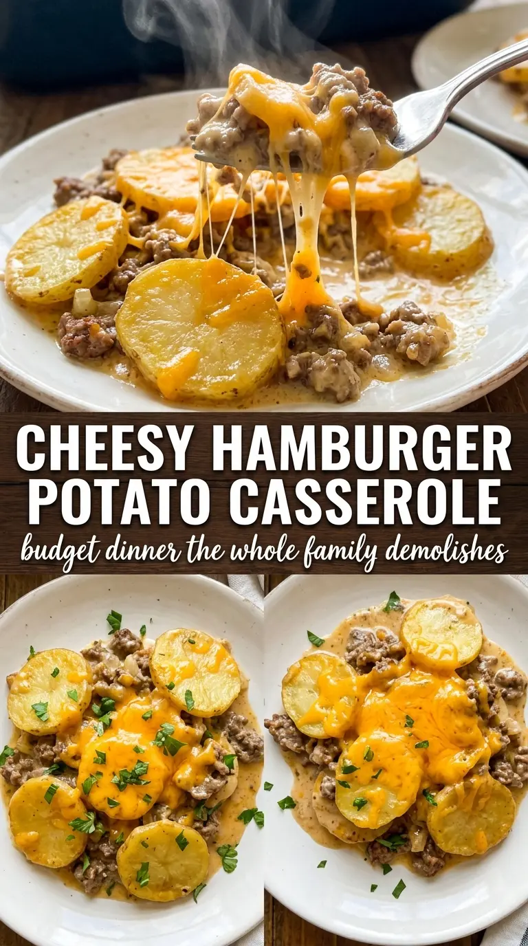 Cheesy Hamburger Potato Casserole cheesy layered golden