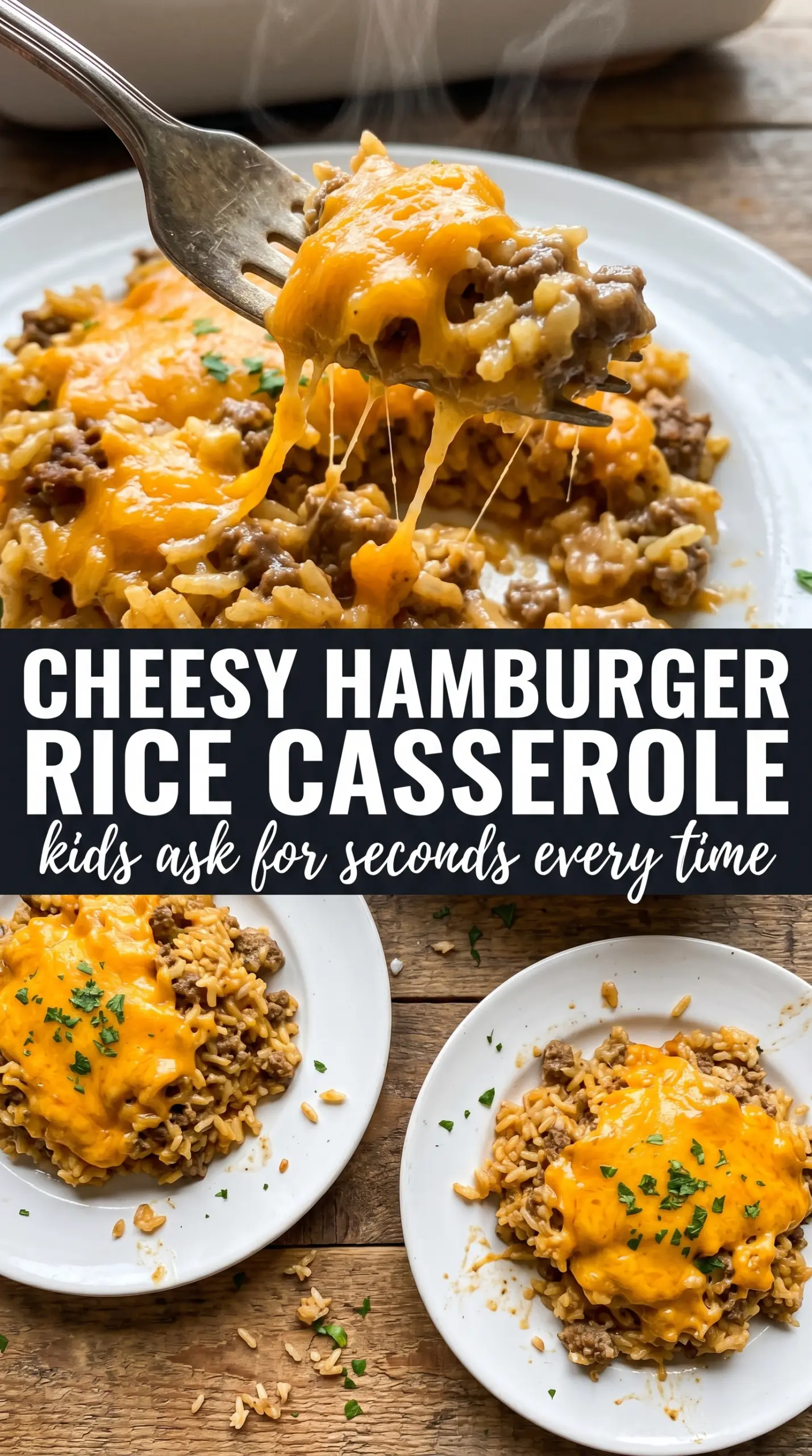 Cheesy Hamburger Rice Casserole golden cheesy baked comfort food