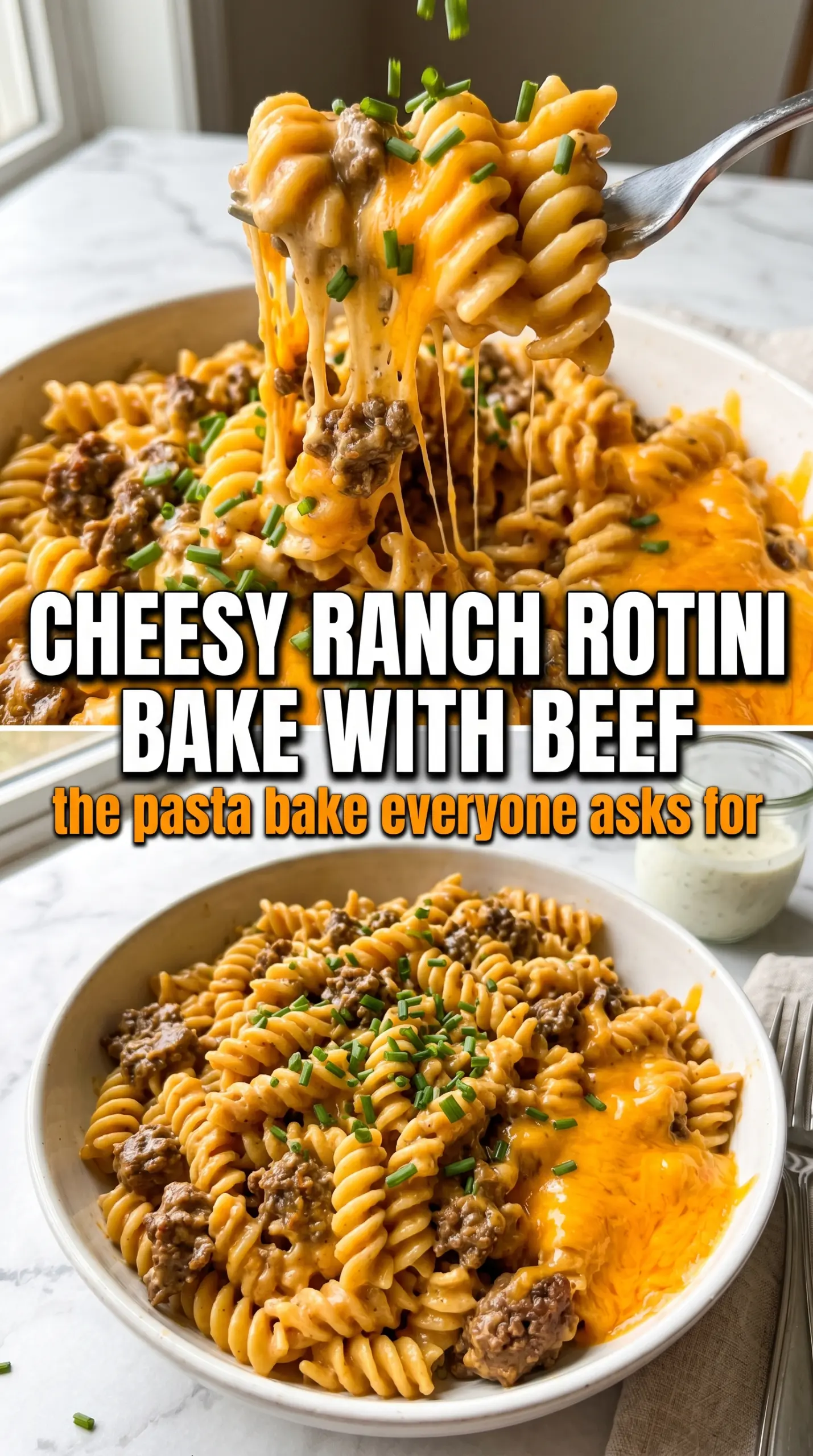 Cheesy Ranch Rotini Bake with Beef creamy cheesy pasta casserole