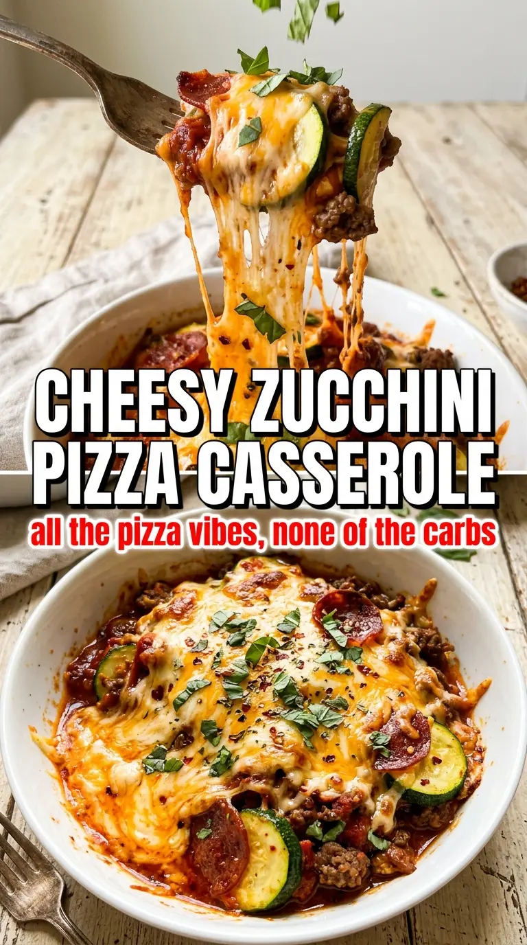 Cheesy Zucchini Pizza Casserole bubbly pepperoni golden