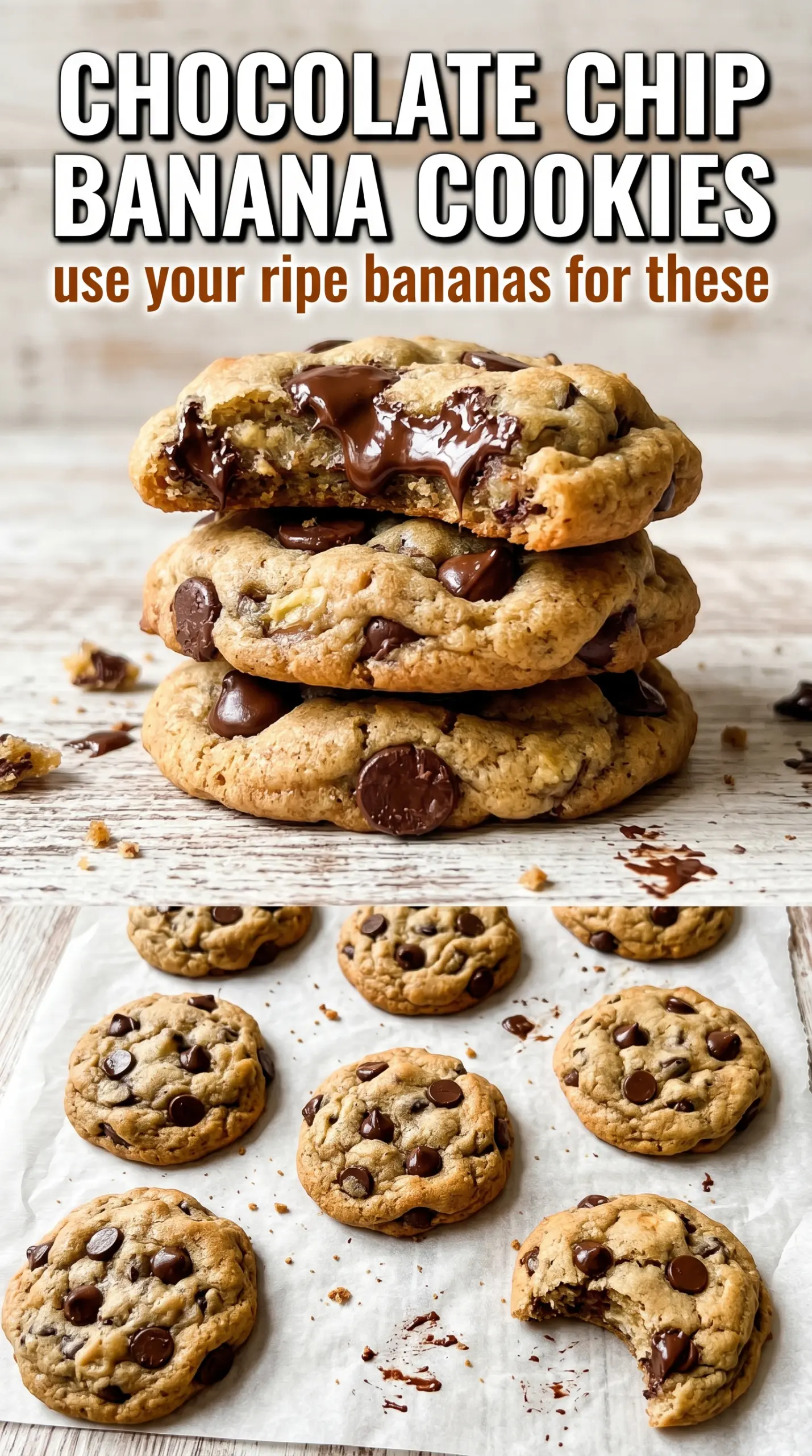 Chocolate Chip Banana Cookies soft melty