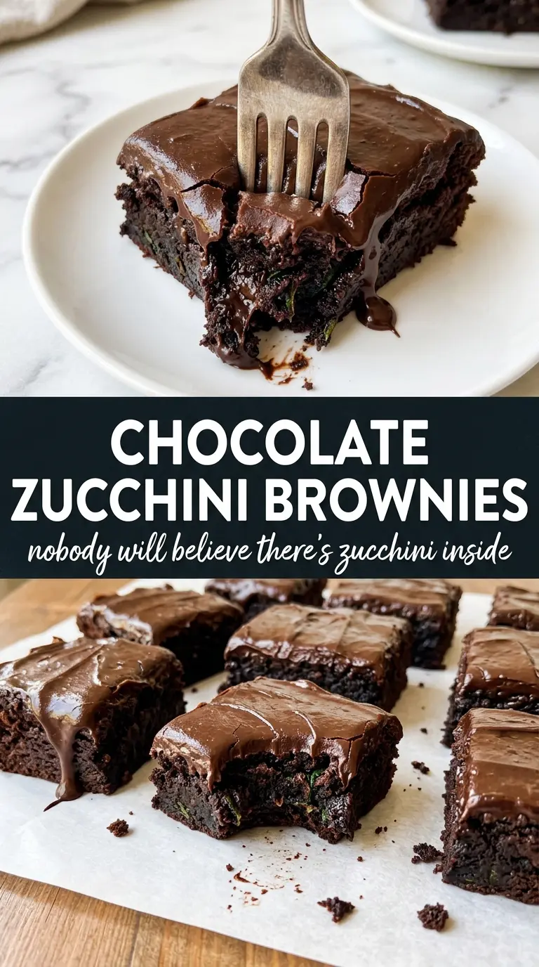 Chocolate zucchini brownies fudgy shiny-top hidden veggie