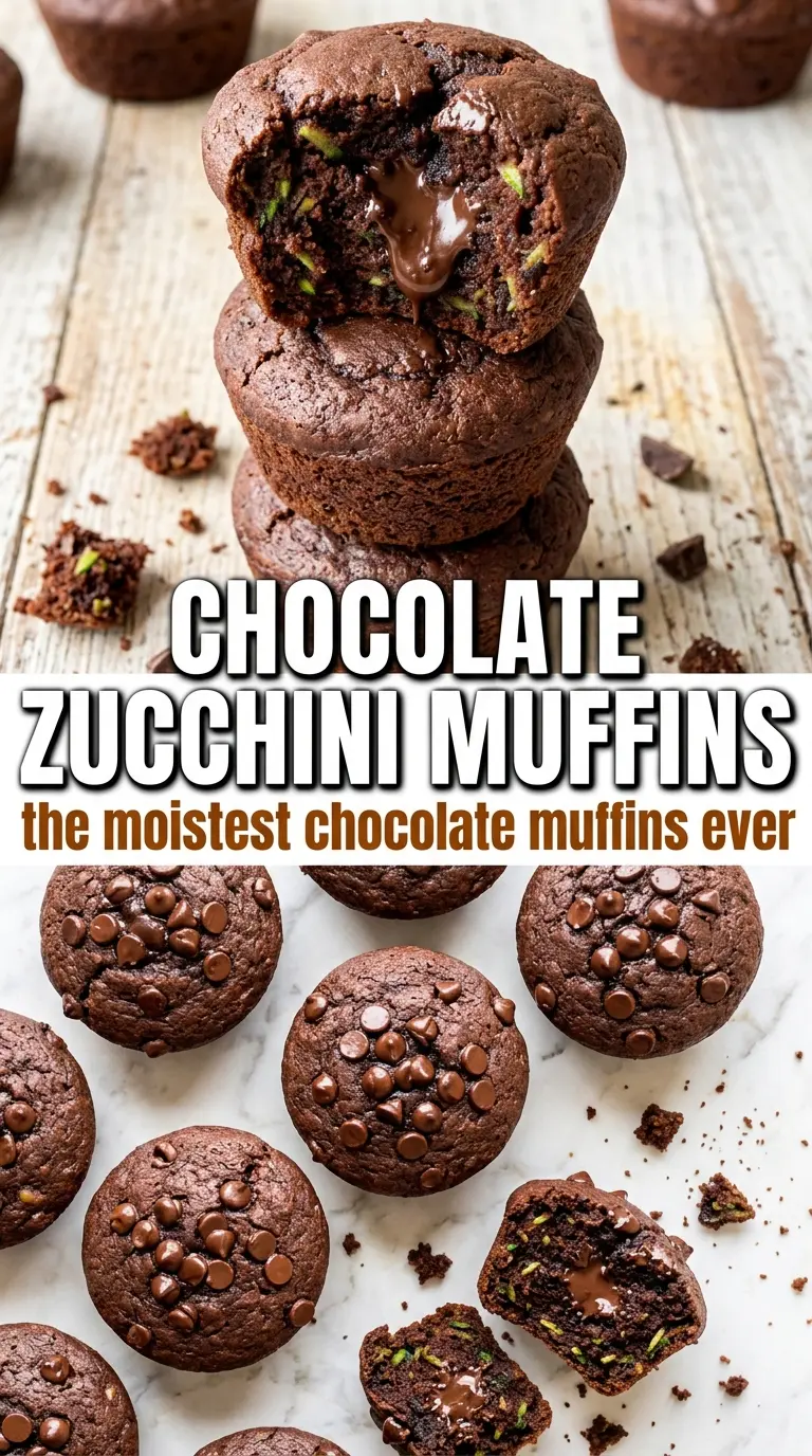 Chocolate Zucchini Muffins fudgy chocolate cracked-top