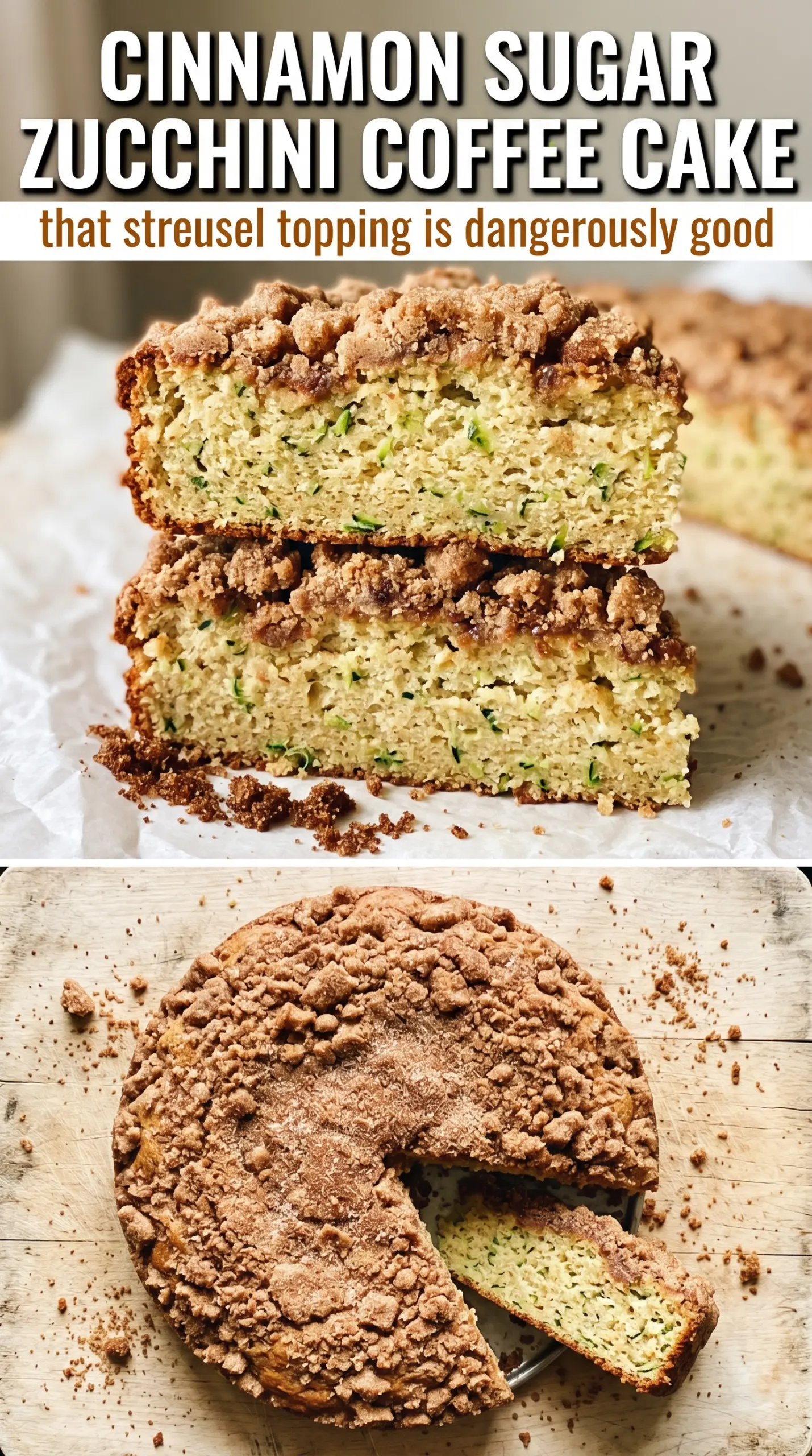 Cinnamon Sugar Zucchini Coffee Cake tender streusel crumb