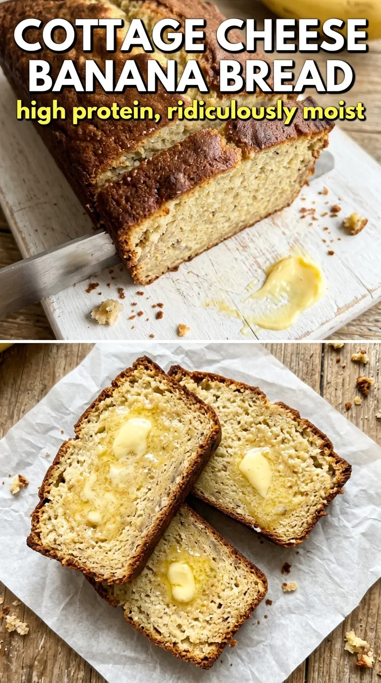 Cottage Cheese Banana Bread moist golden loaf