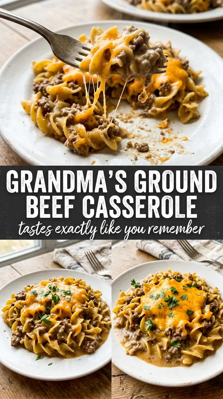 Grandma's Ground Beef Casserole creamy cheesy