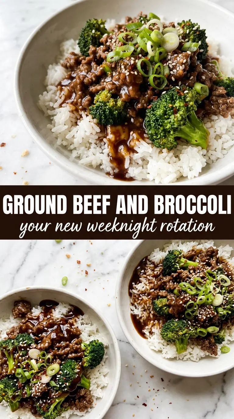 Ground Beef and Broccoli savory glossy