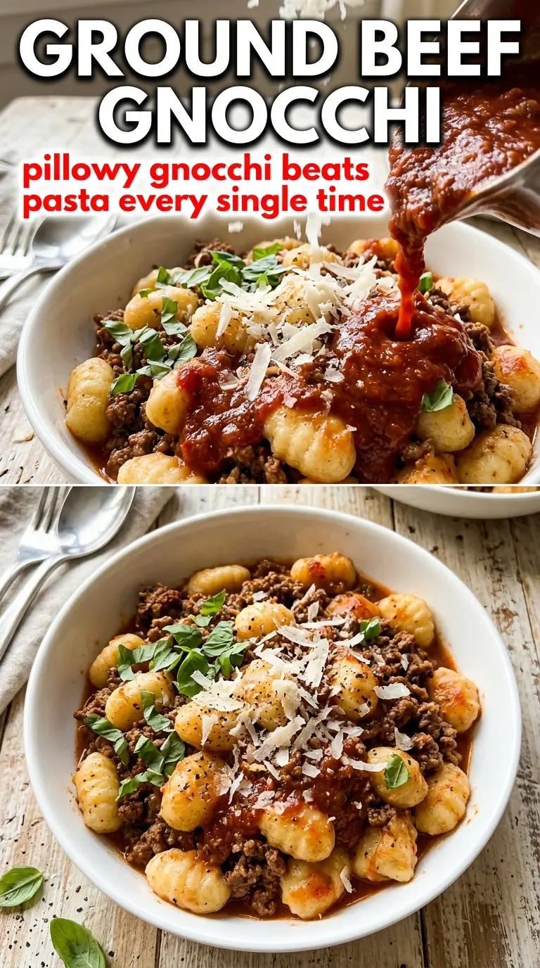 Ground Beef Gnocchi creamy skillet