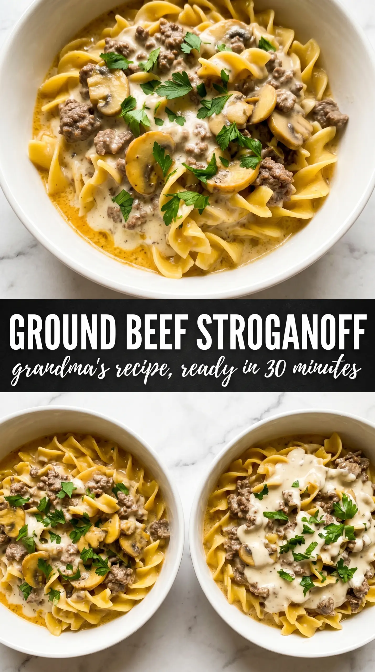 Ground Beef Stroganoff creamy mushroom noodles