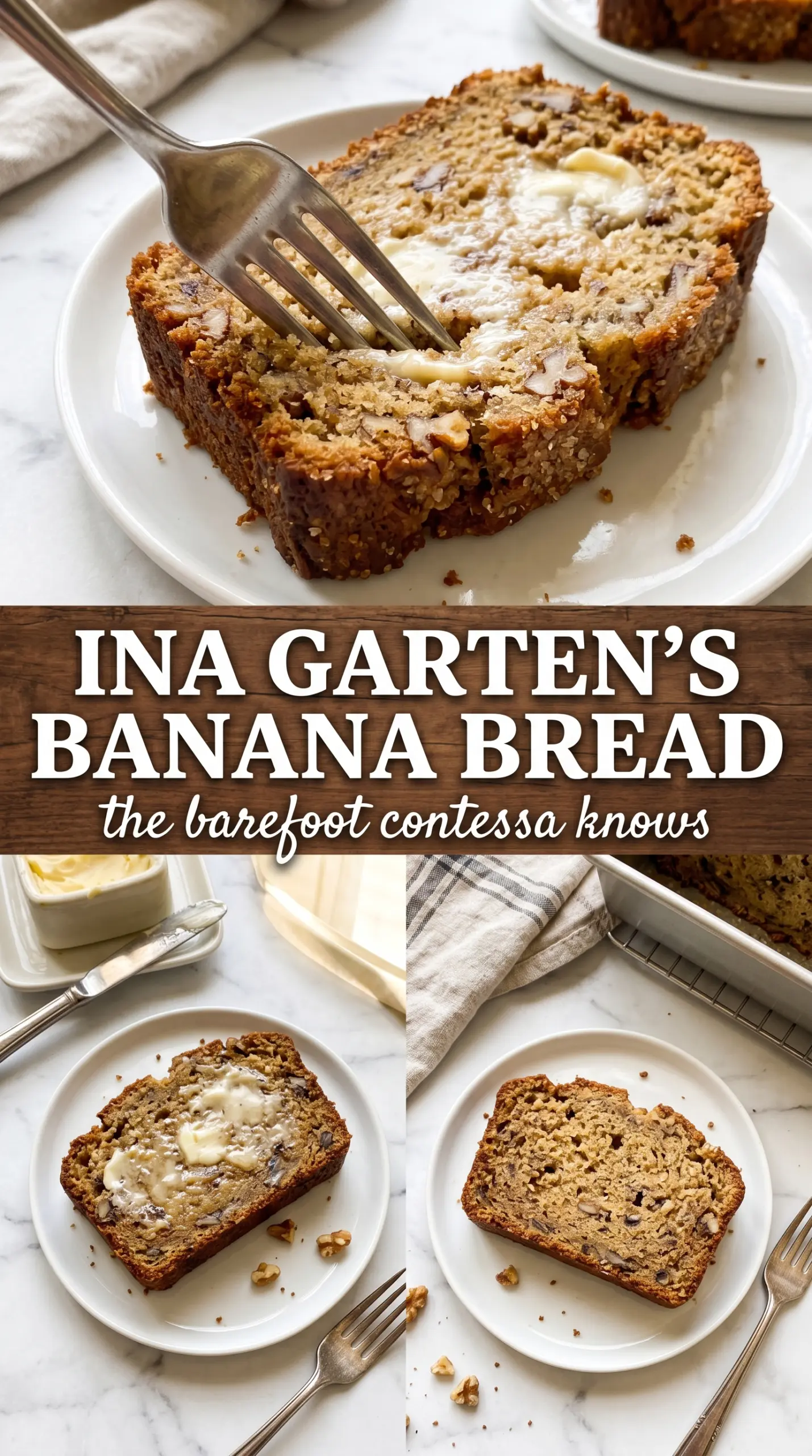 Ina Garten's Banana Bread bakery-style walnuts