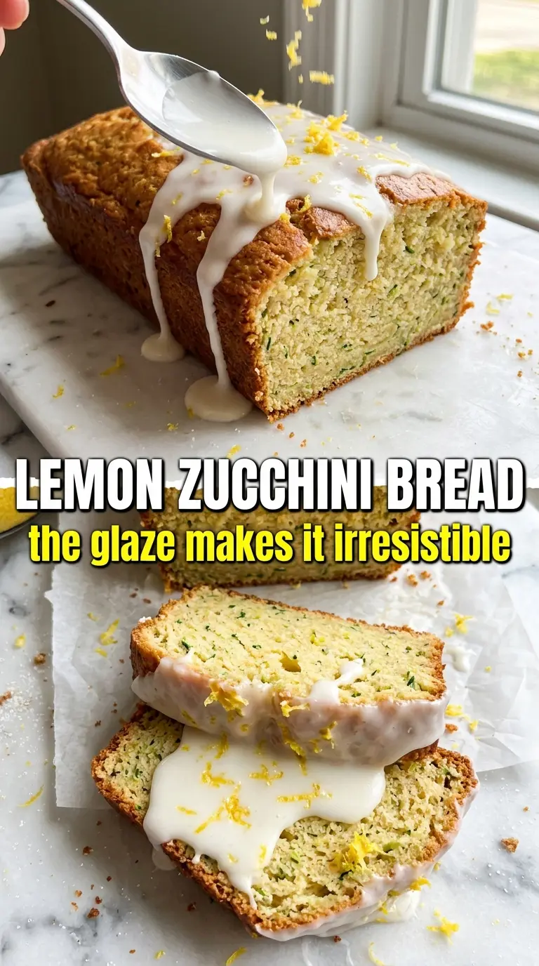 Lemon zucchini bread bright glazed loaf