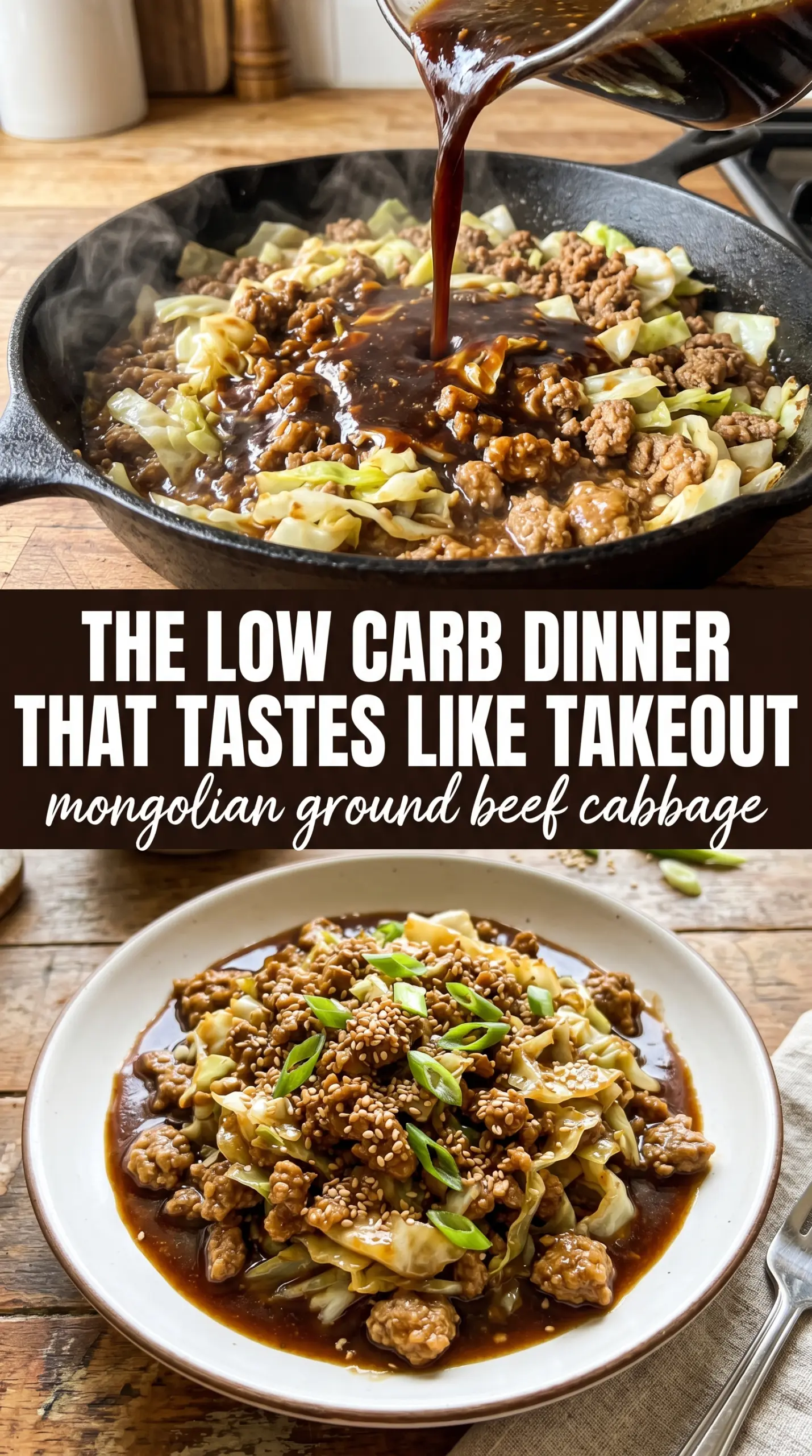 Low Carb Mongolian Ground Beef Cabbage glossy cabbage beef