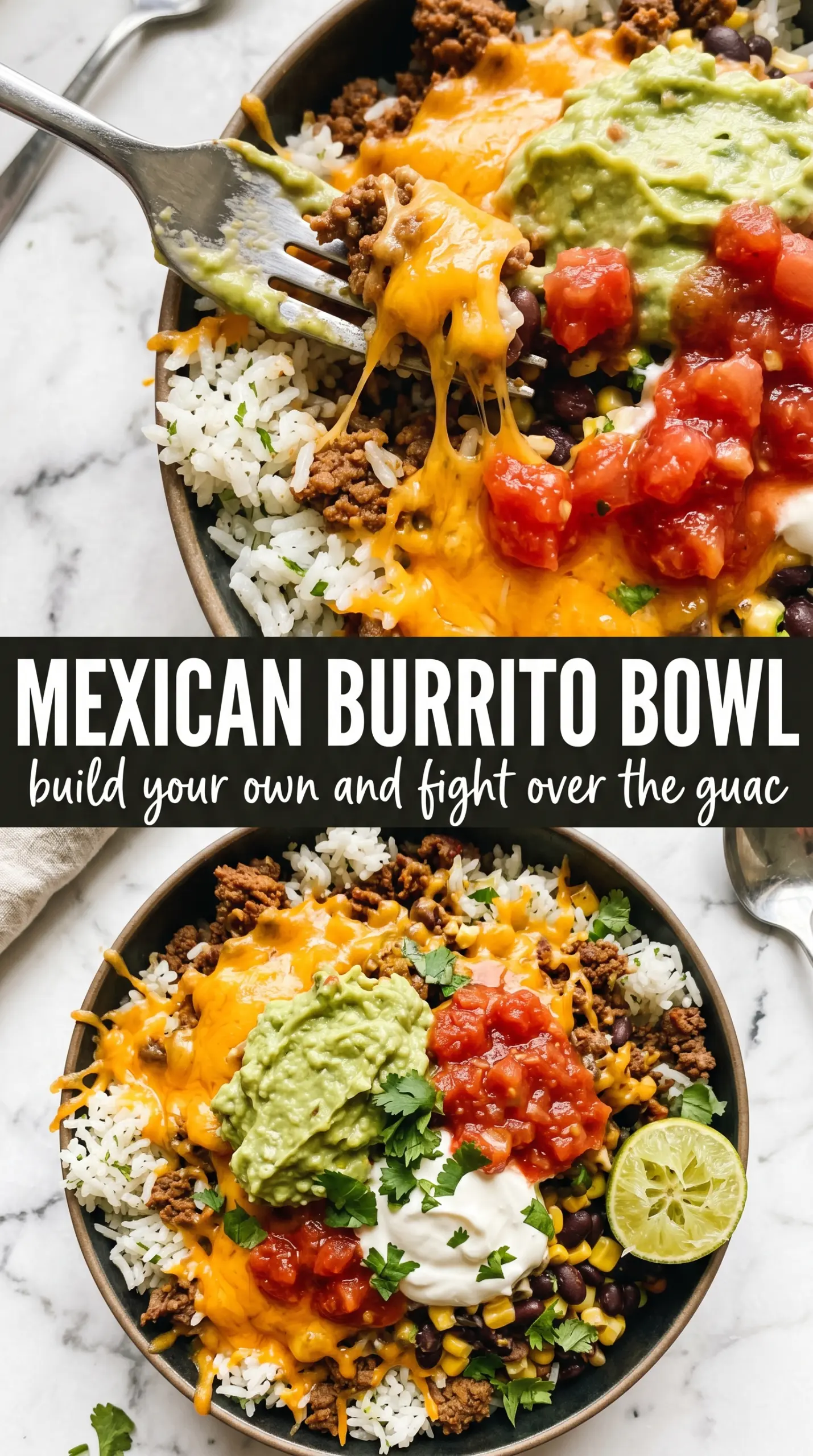 Mexican Burrito Bowl colorful loaded