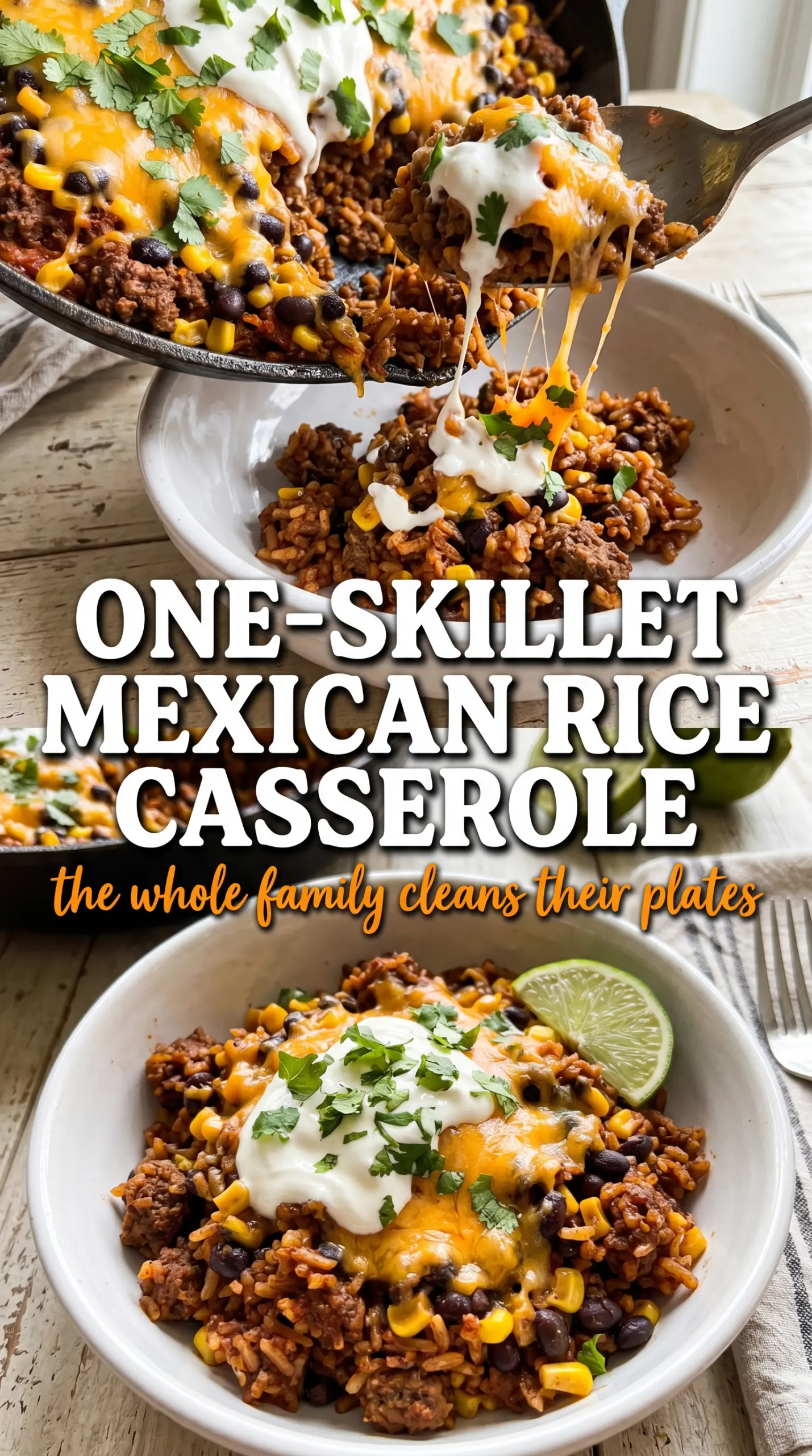 One-Skillet Mexican Rice Casserole cheesy Tex-Mex skillet