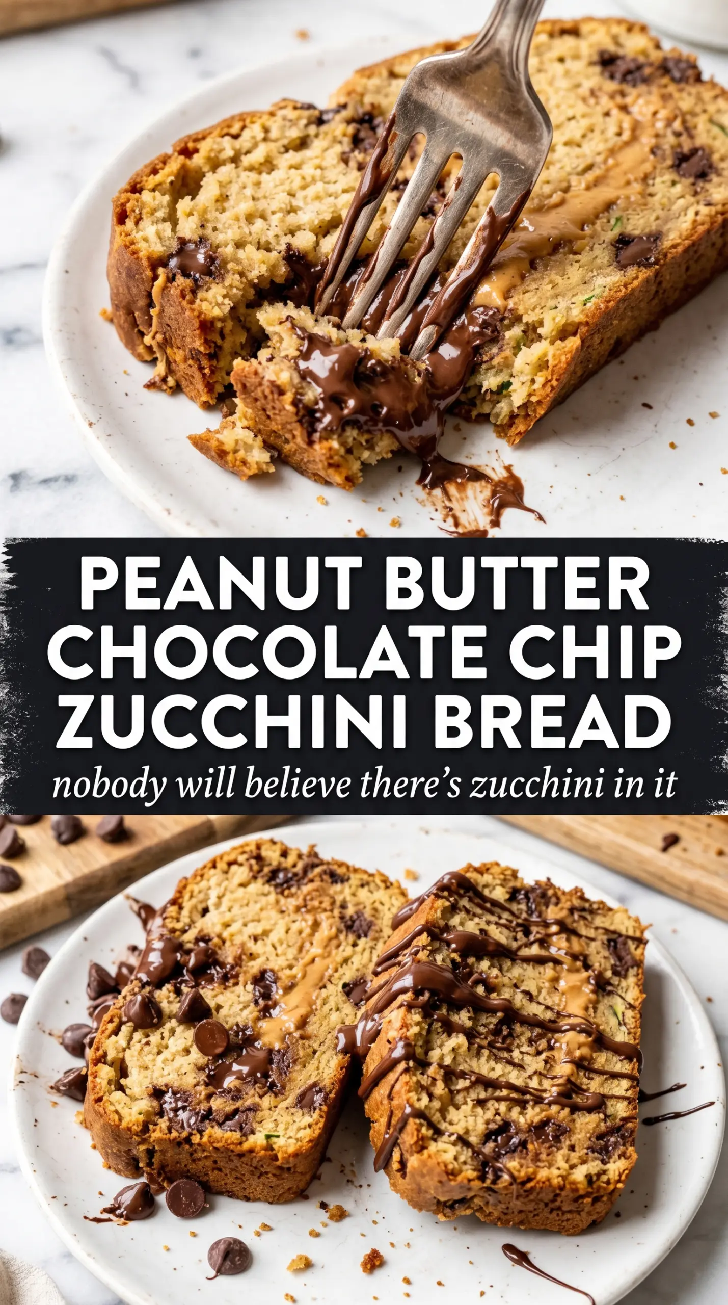Peanut Butter Chocolate Chip Zucchini Bread, peanut butter chocolate, moist quick bread