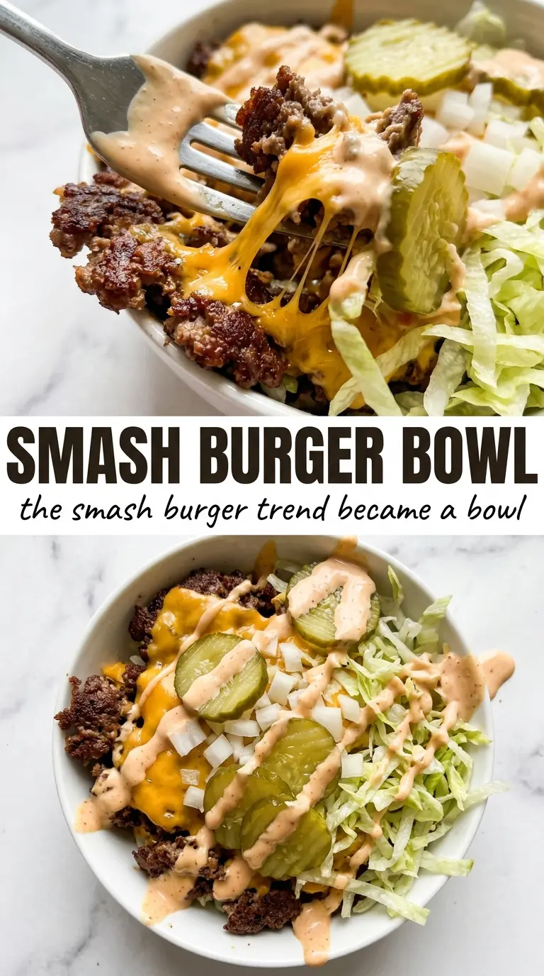 Smash Burger Bowl crispy beef, burger bowl, secret sauce