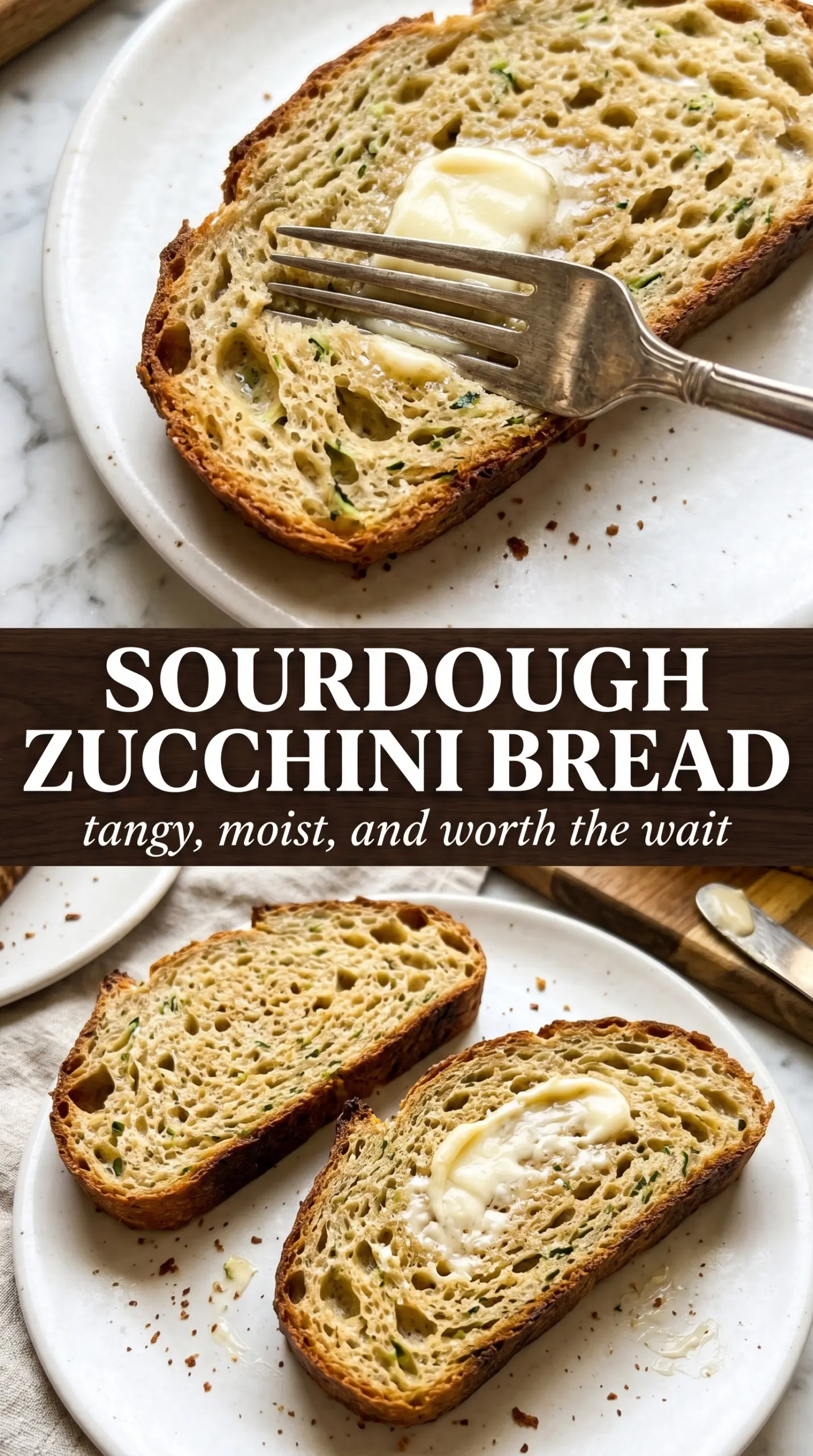 Sourdough zucchini bread moist tangy golden