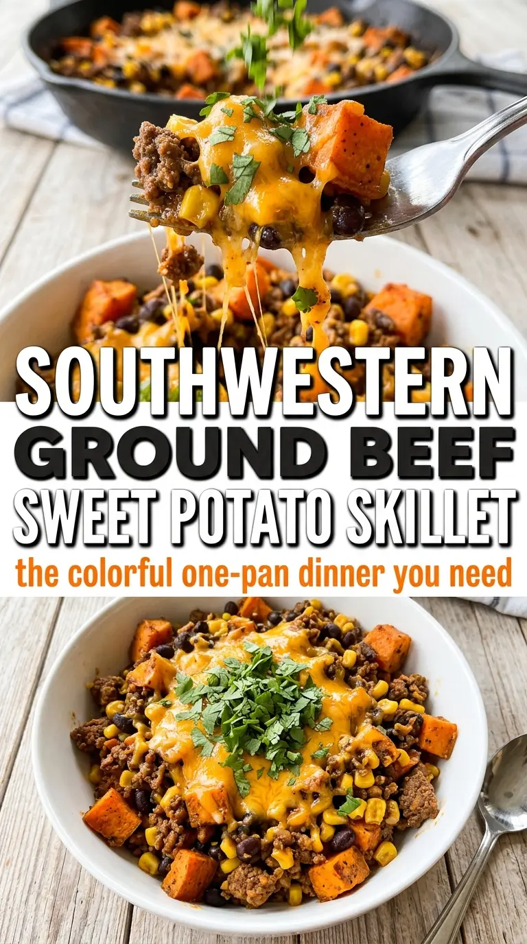 Southwestern Ground Beef Sweet Potato Skillet crispy smoky colorful