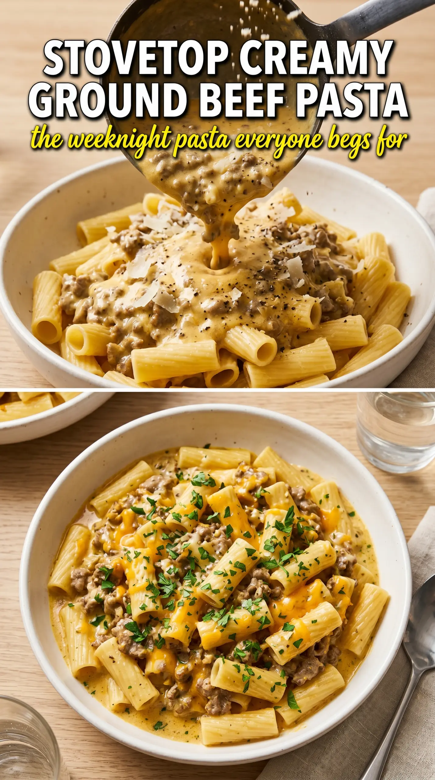 Stovetop Creamy Ground Beef Pasta creamy skillet parmesan