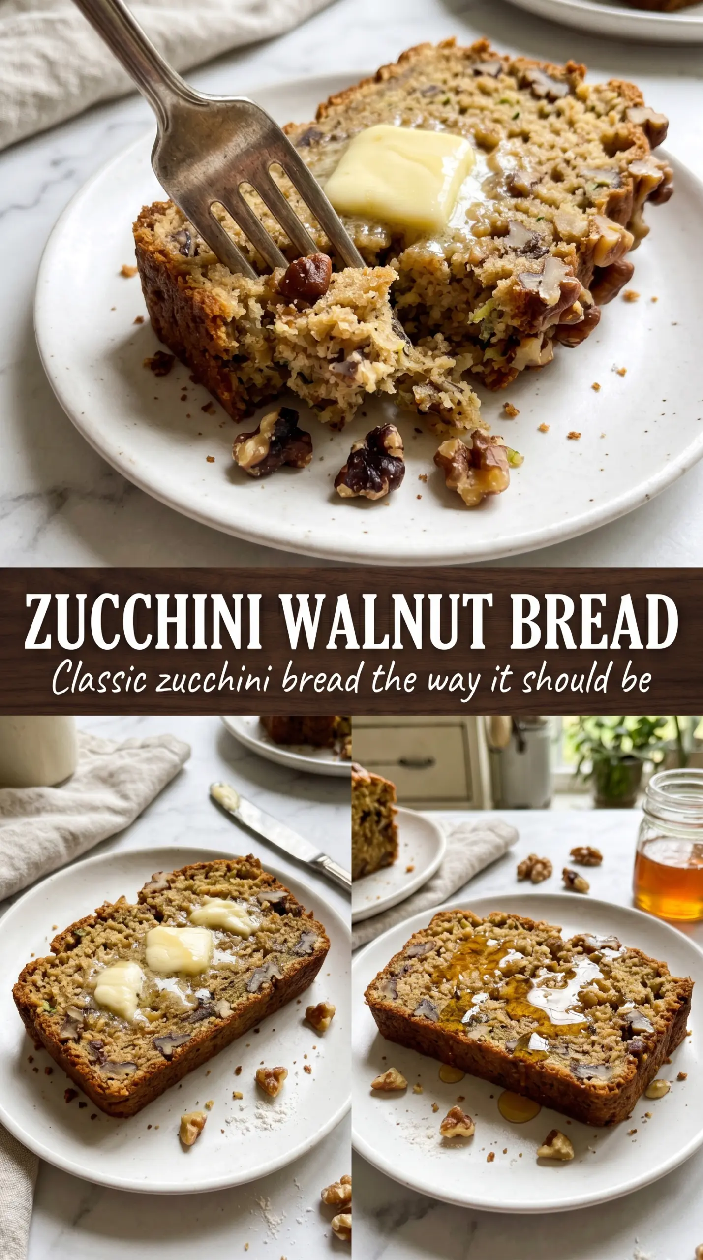 Zucchini Walnut Bread moist spiced crumb