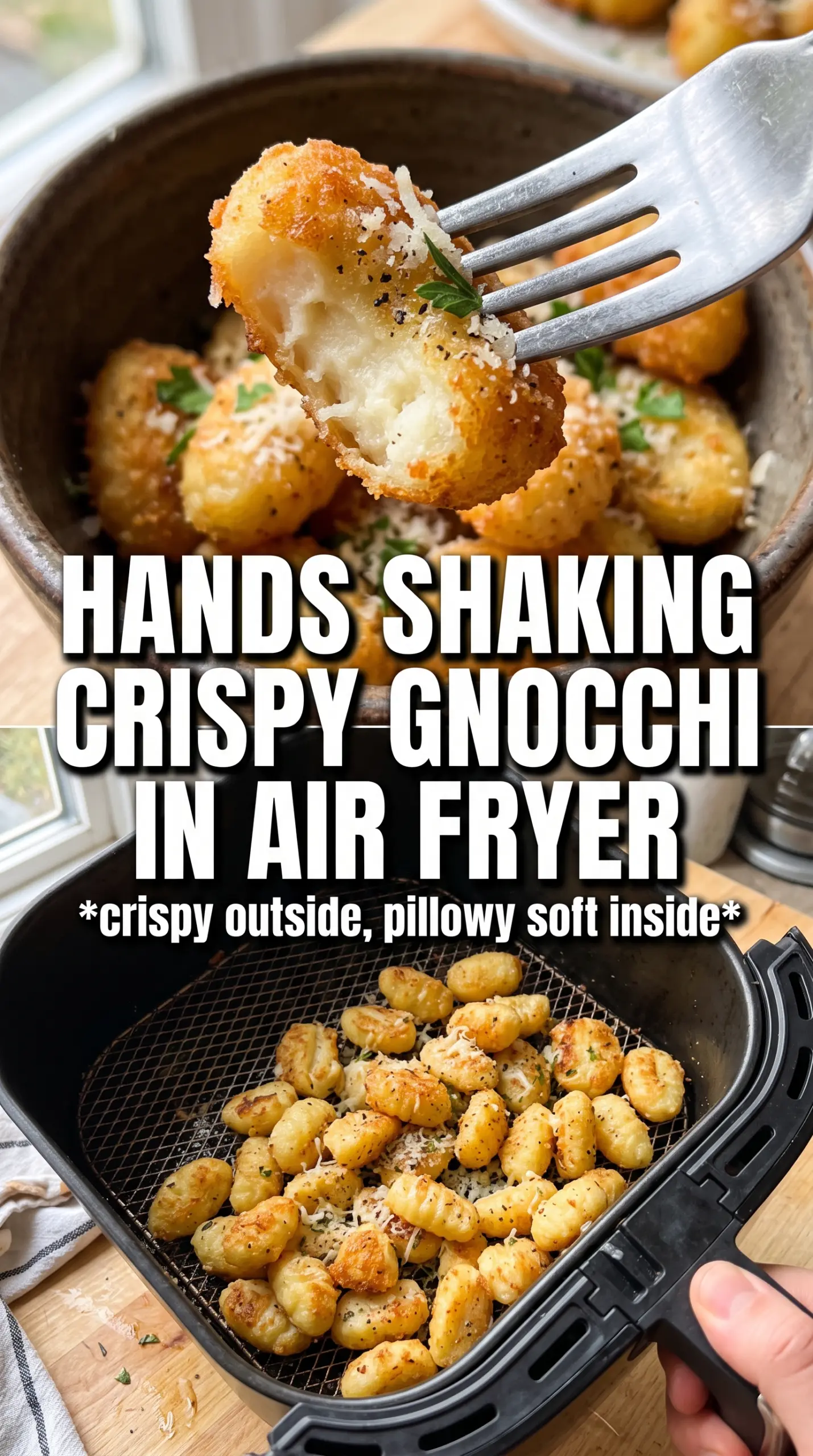 Air Fryer Gnocchi crispy garlic parmesan