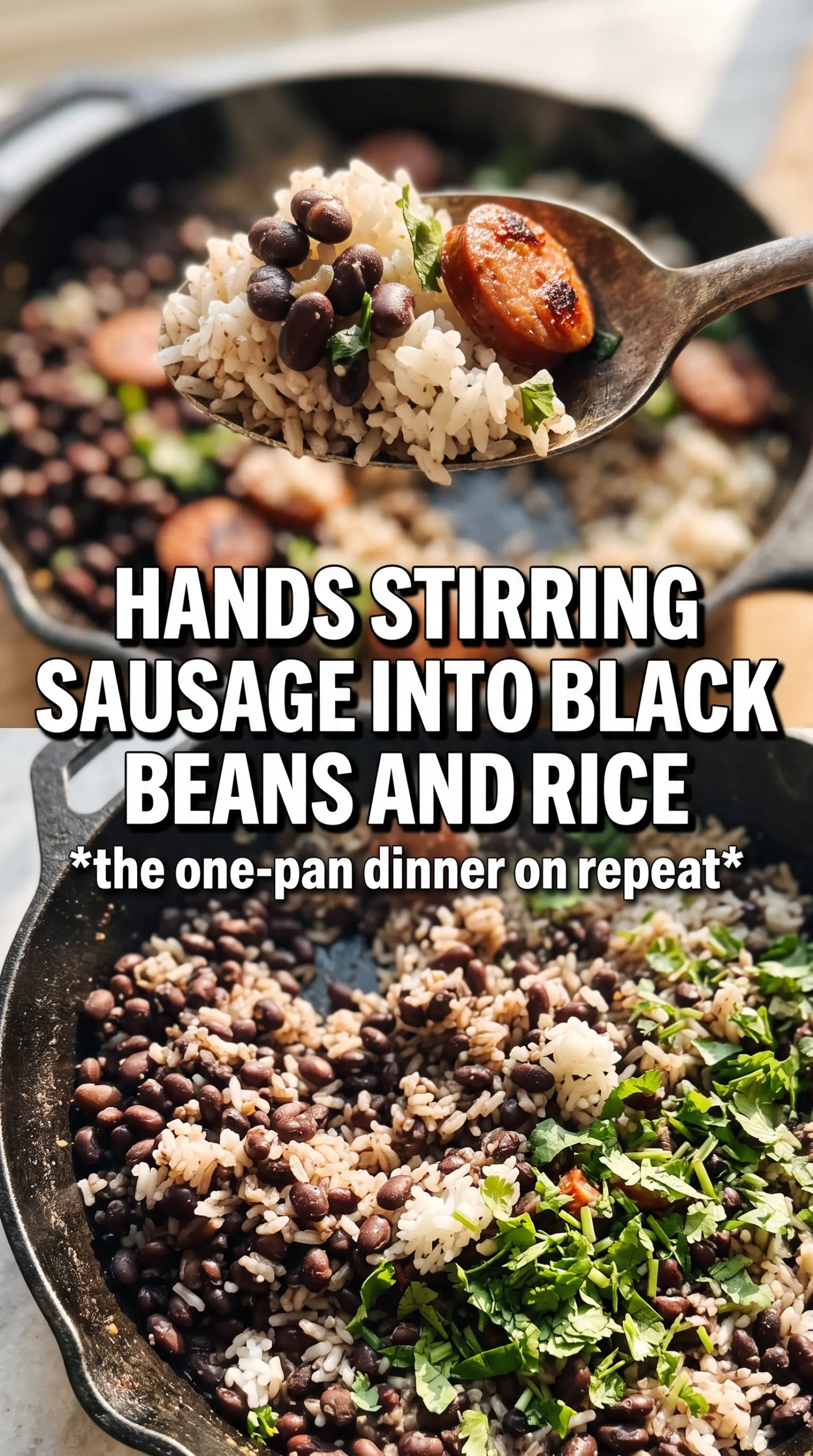 Black Beans and Rice with Sausage smoky savory