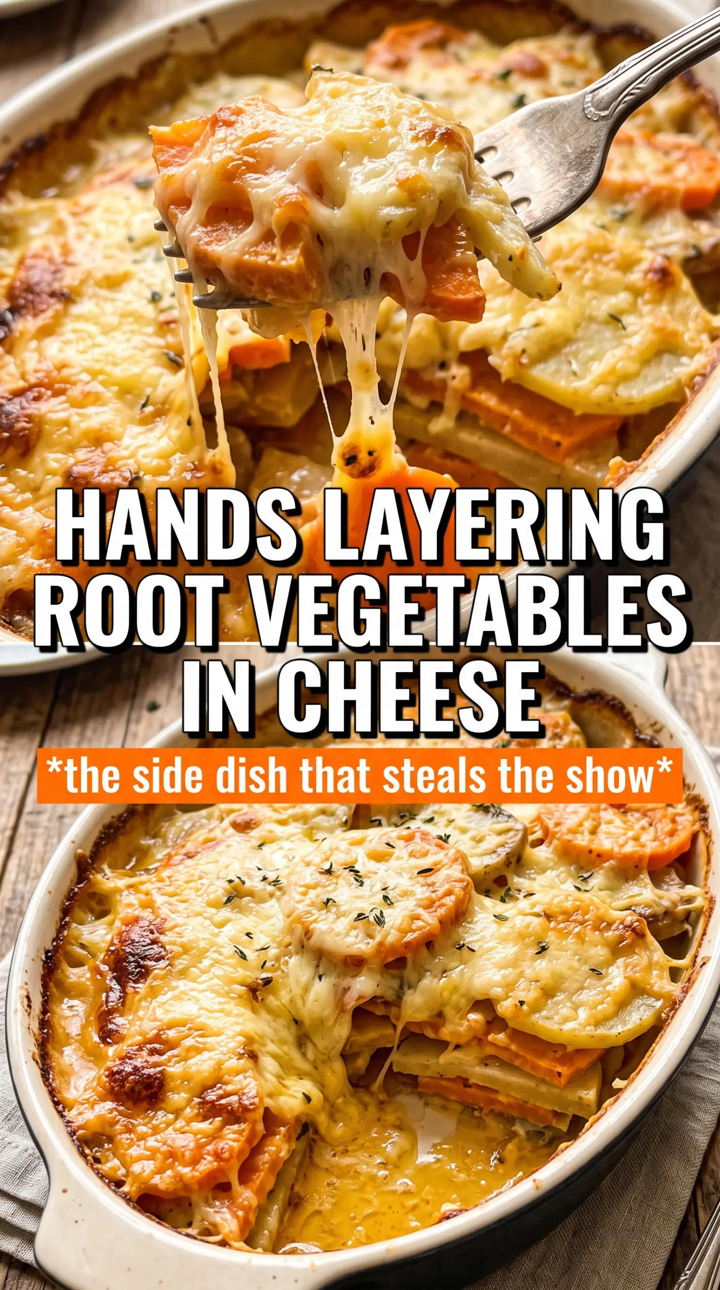 Cheesy Root Vegetable Gratin golden creamy layered