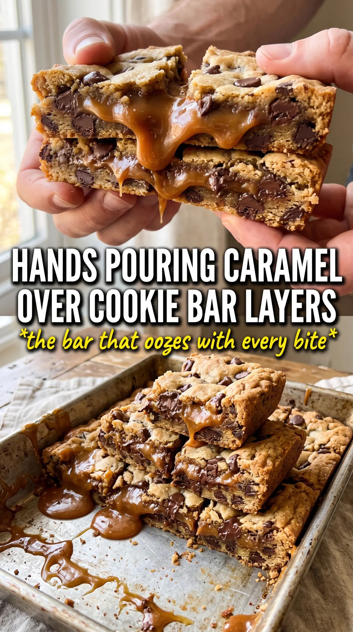 Chocolate Chip Caramel Bars chewy caramel chocolate