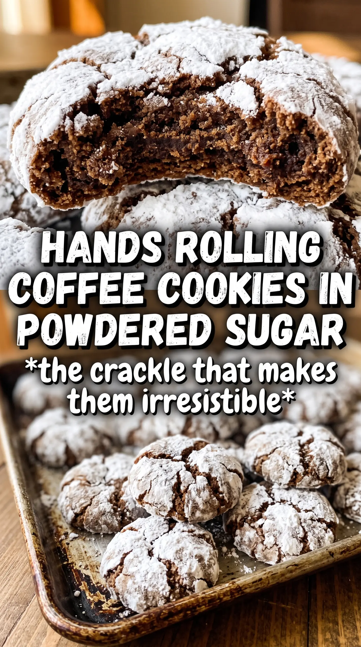 Cinnamon Coffee Crinkle Cookies crinkled powdered sugar moody