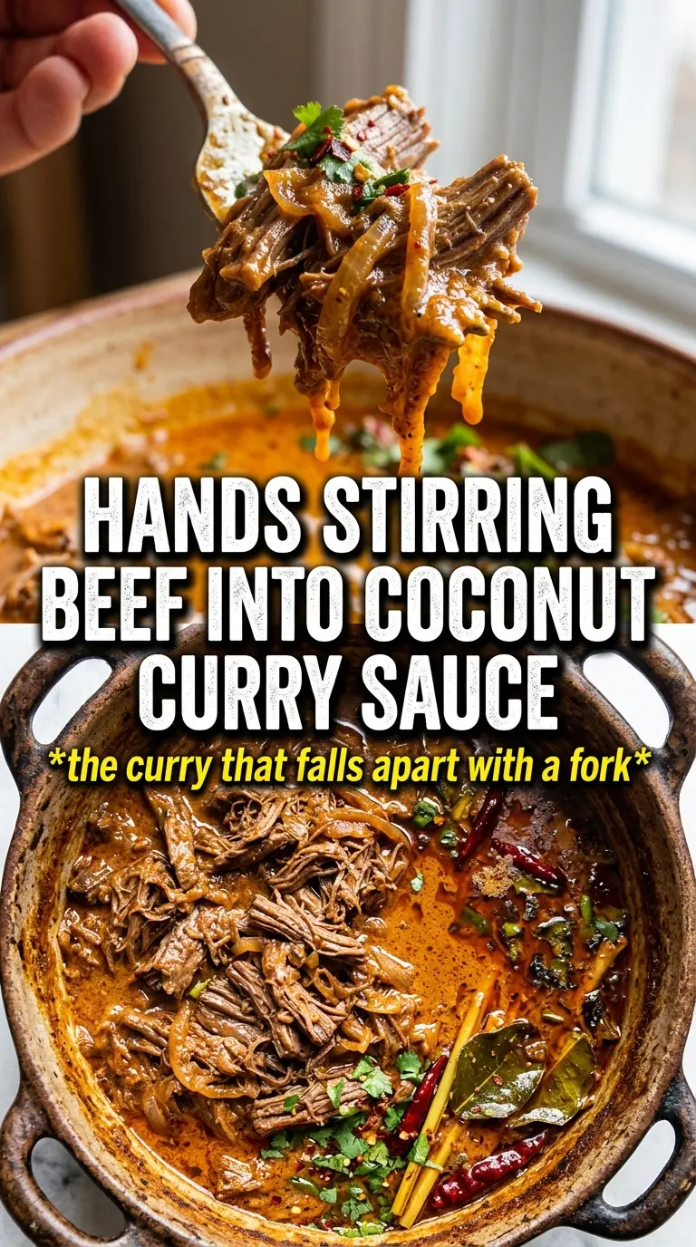 Coconut Red Curry Drip Beef shredded coconut curry beef
