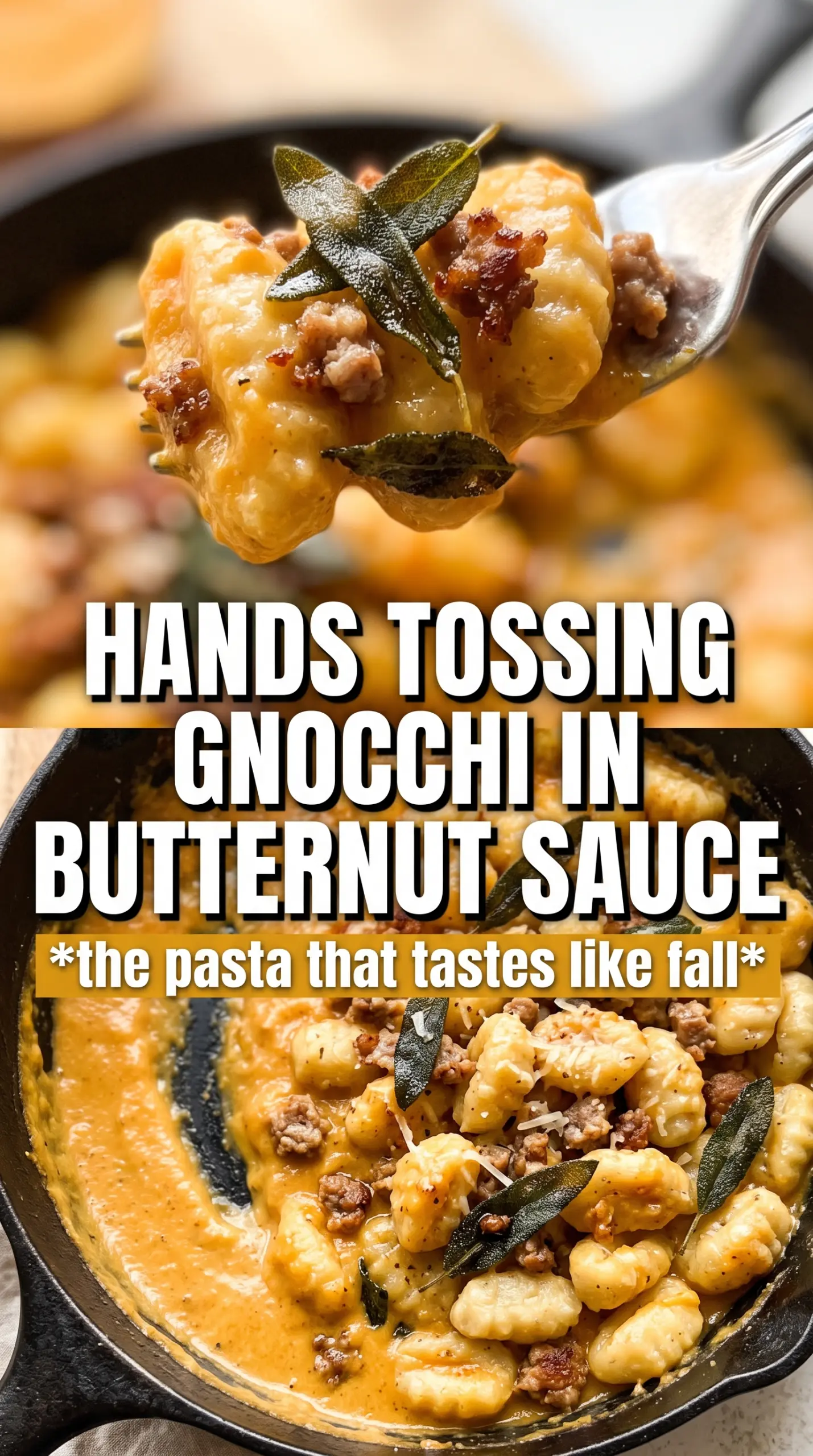 Creamy Butternut Squash Gnocchi With Sausage And Sage creamy gnocchi, crispy sage, parmesan
